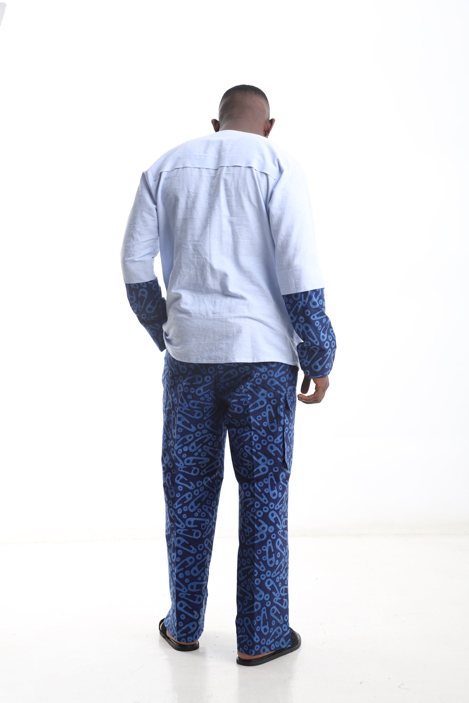 Adire Print Pants & Linen Tunic Set
