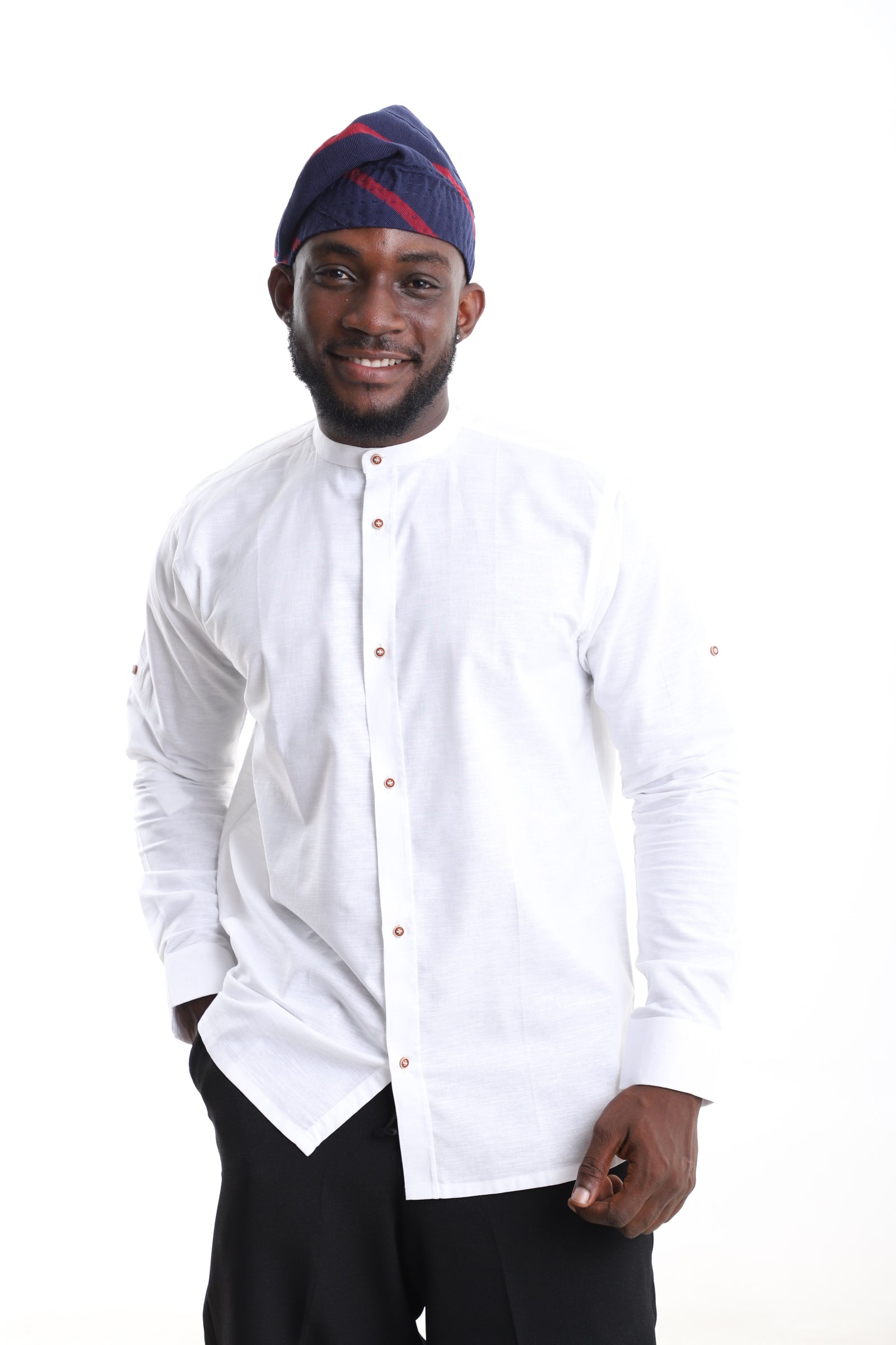 Premium White Linen Shirt for Men – Modern Mandarin Collar Design