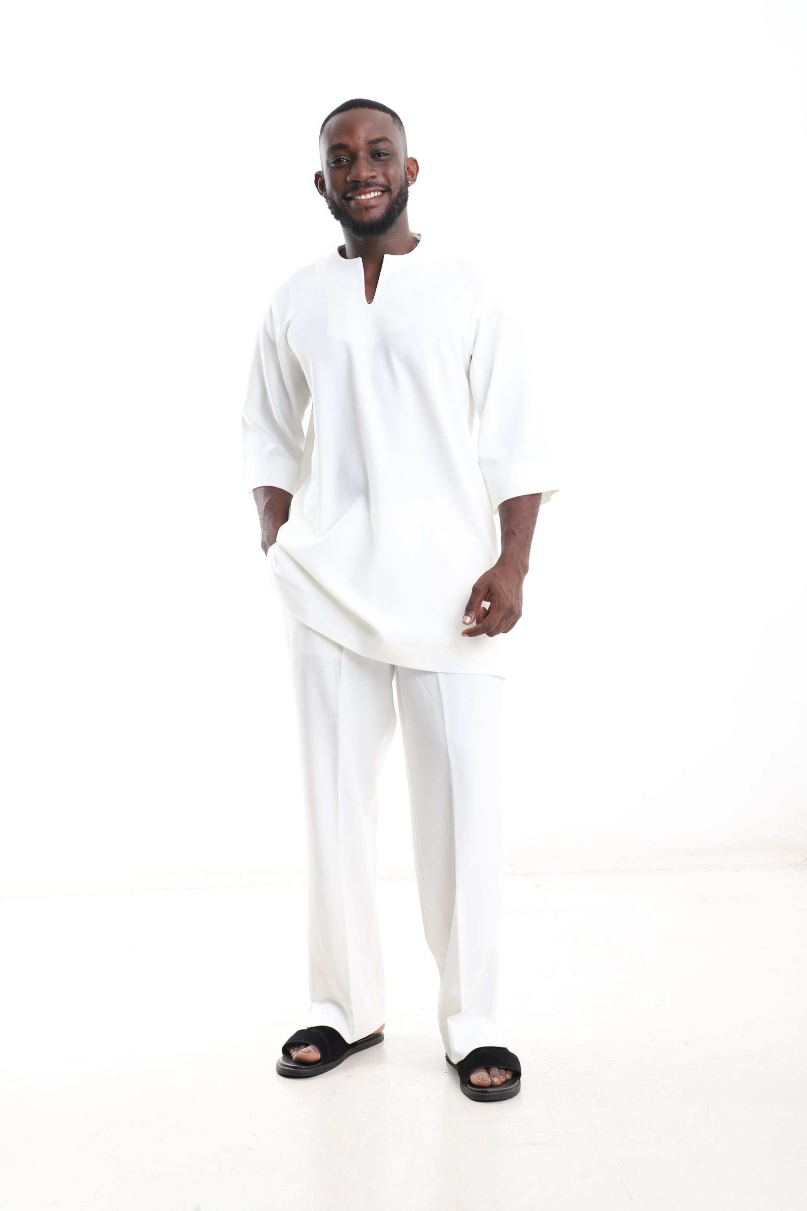 Ivory Minimalist Kaftan Set