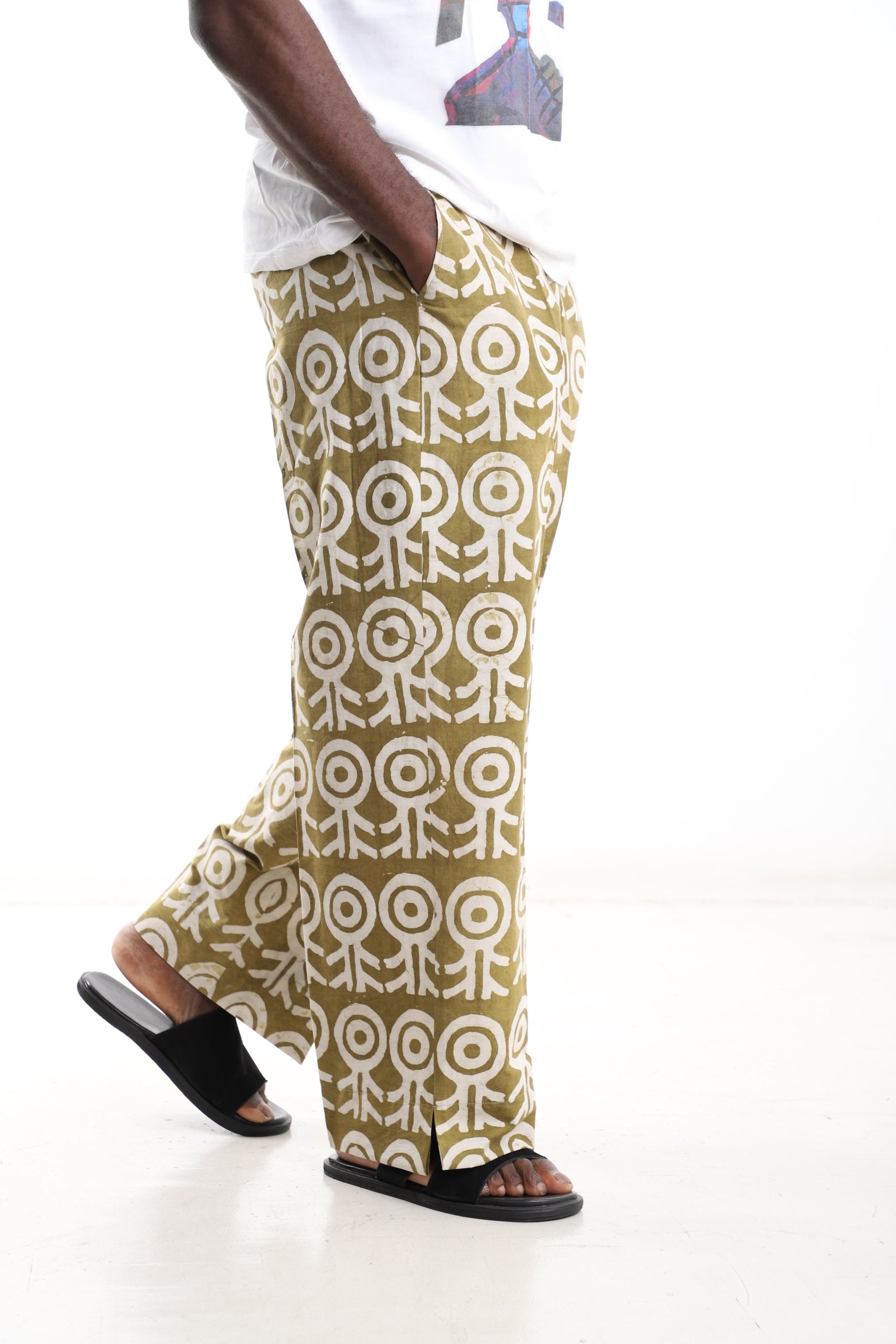 Motif Adire Trousers – Olive & Earth