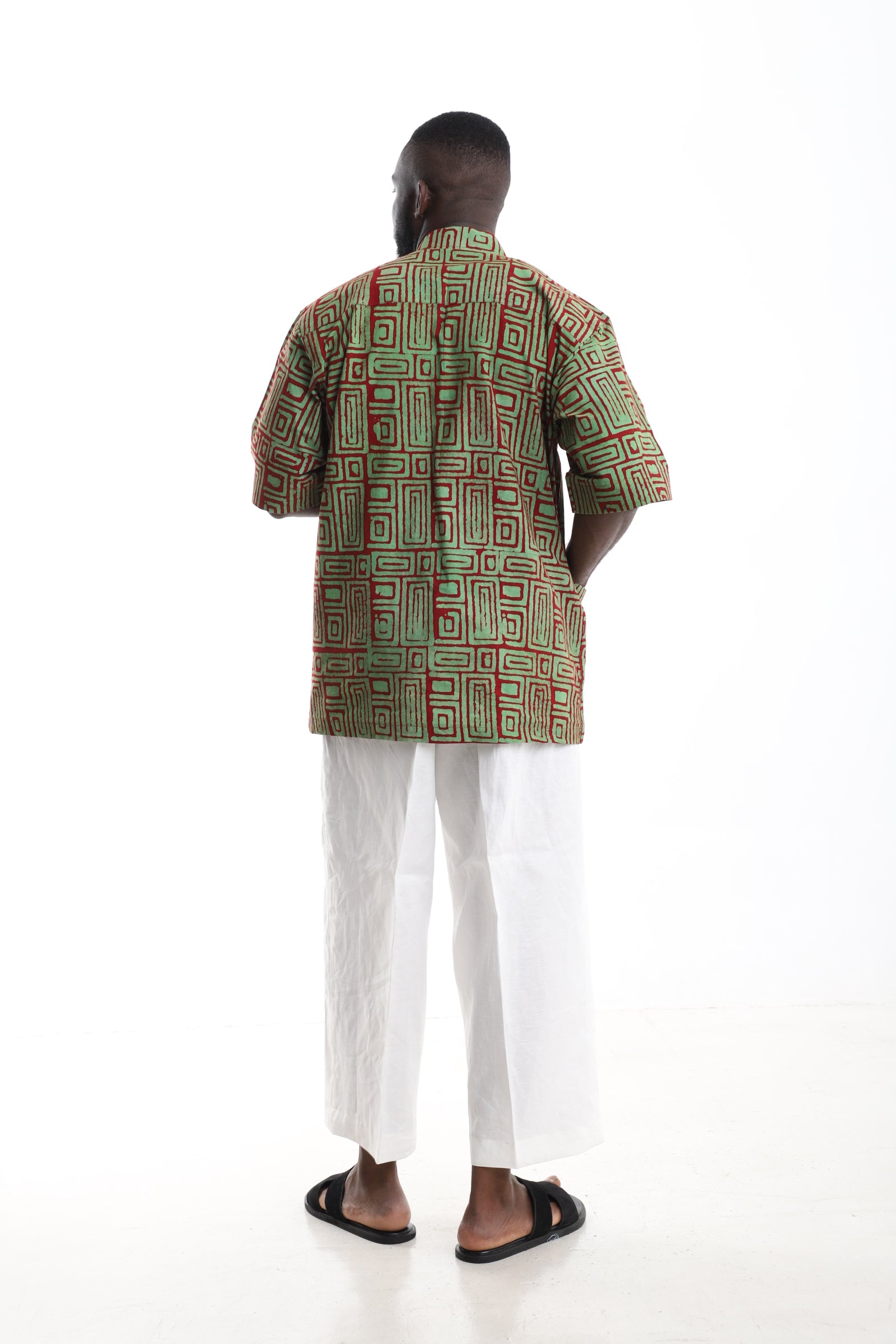 Hand-Dyed Adire Shirt & Linen Pants