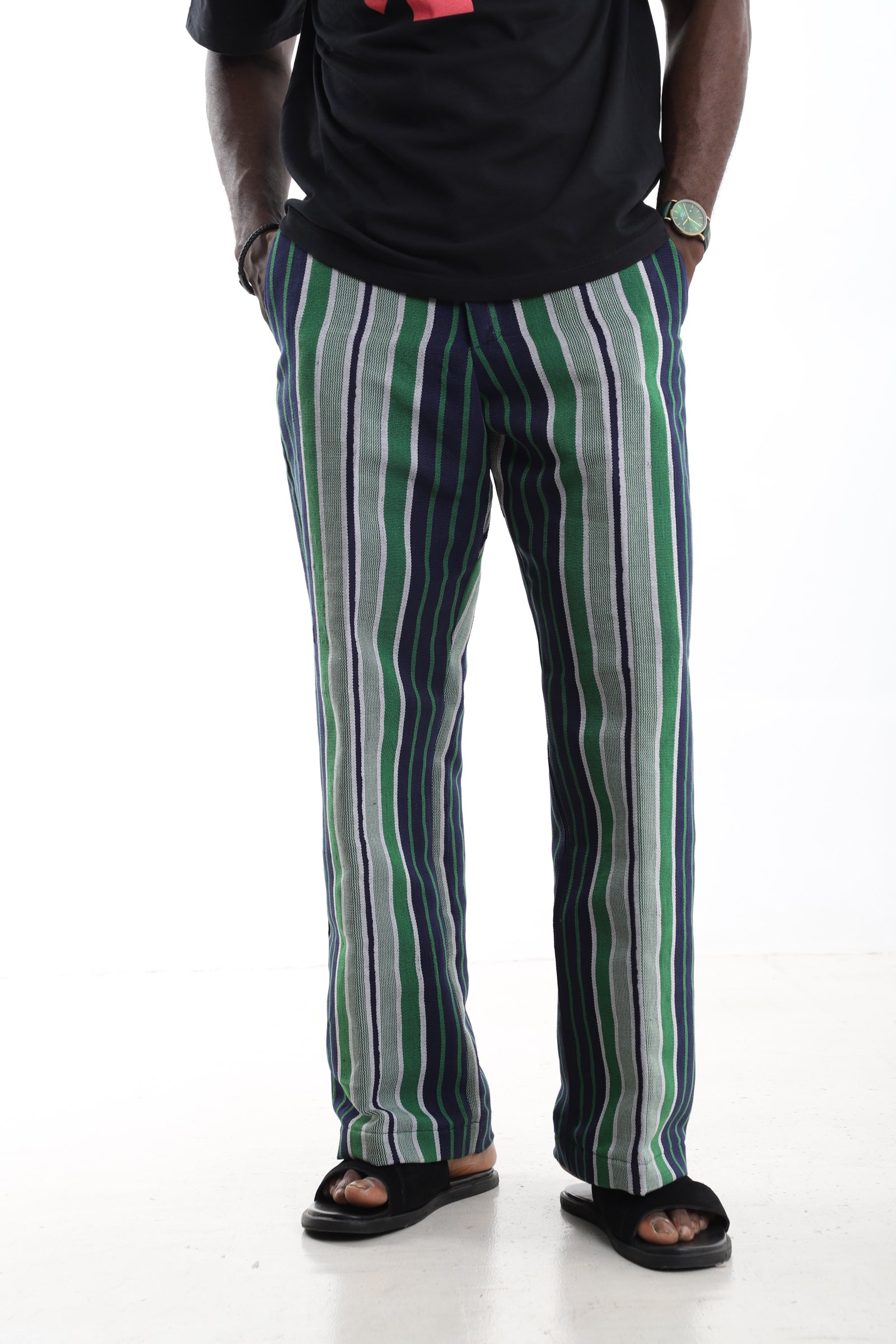 The Heritage Stripe | Contemporary Aso-Oke Wide-Leg Trousers