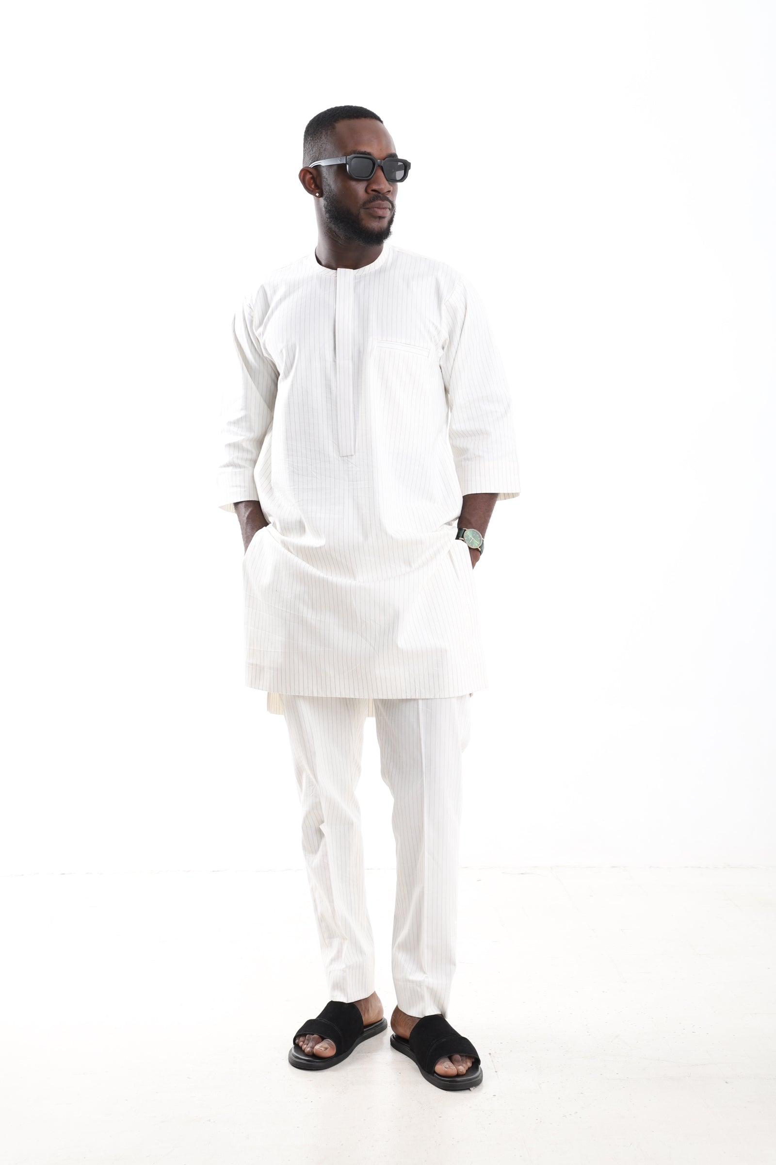 Ivory Pinstripe Senator Wear Set