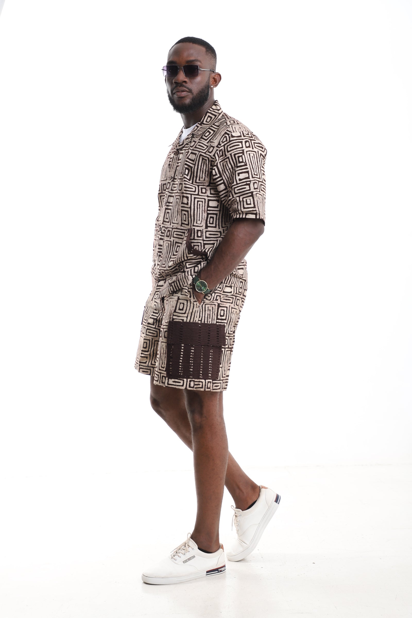 The Earth Labyrinth Short Set | Hand-Dyed Adire Utility Ensemble