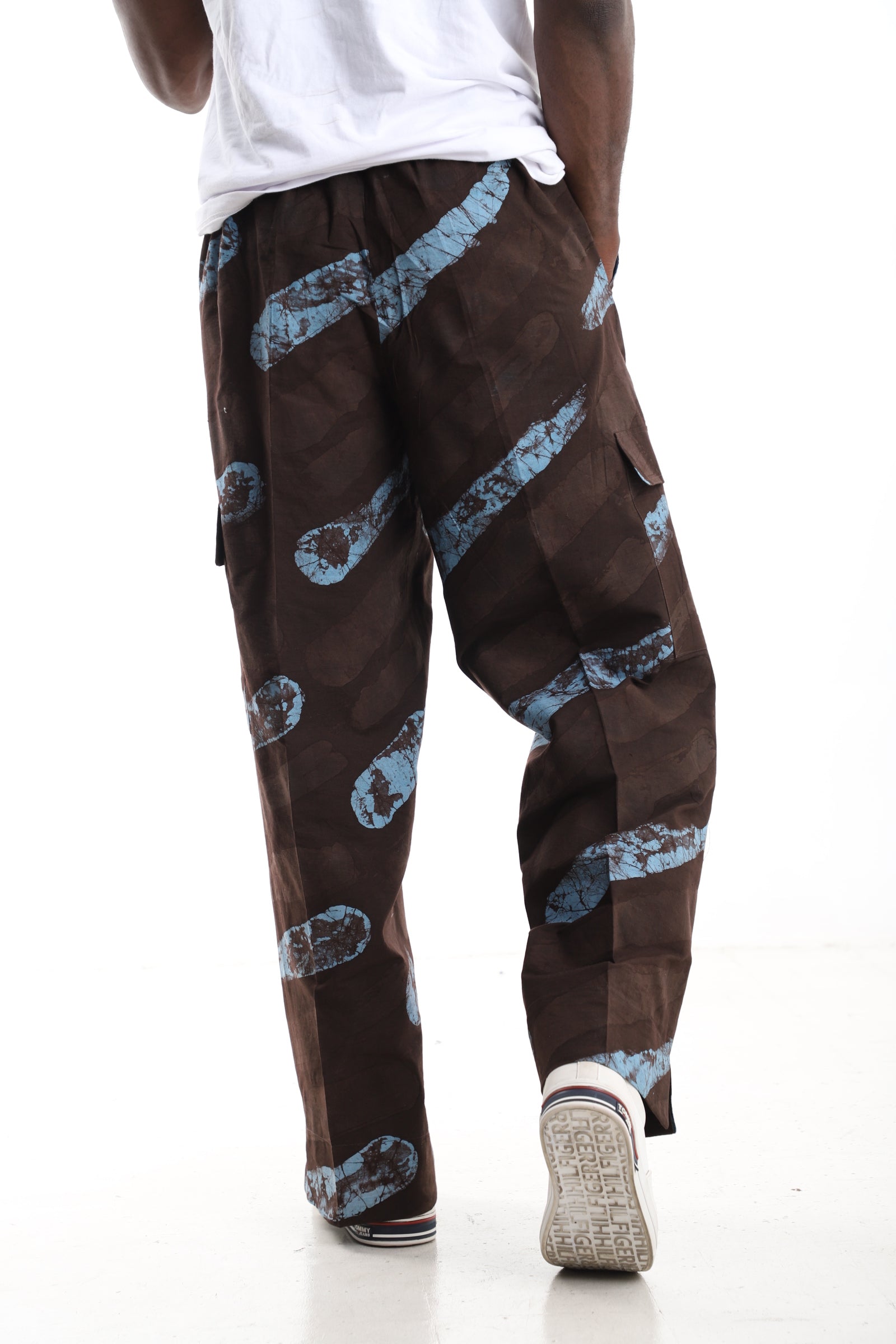 The Cobalt Streak Cargo Trousers | Hand-Dyed Adire Utility Pants