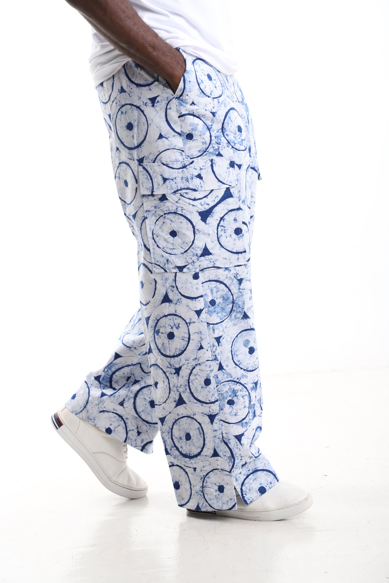 The Solar Eclipse Cargo Trousers | Hand-Dyed Adire Utility Pants