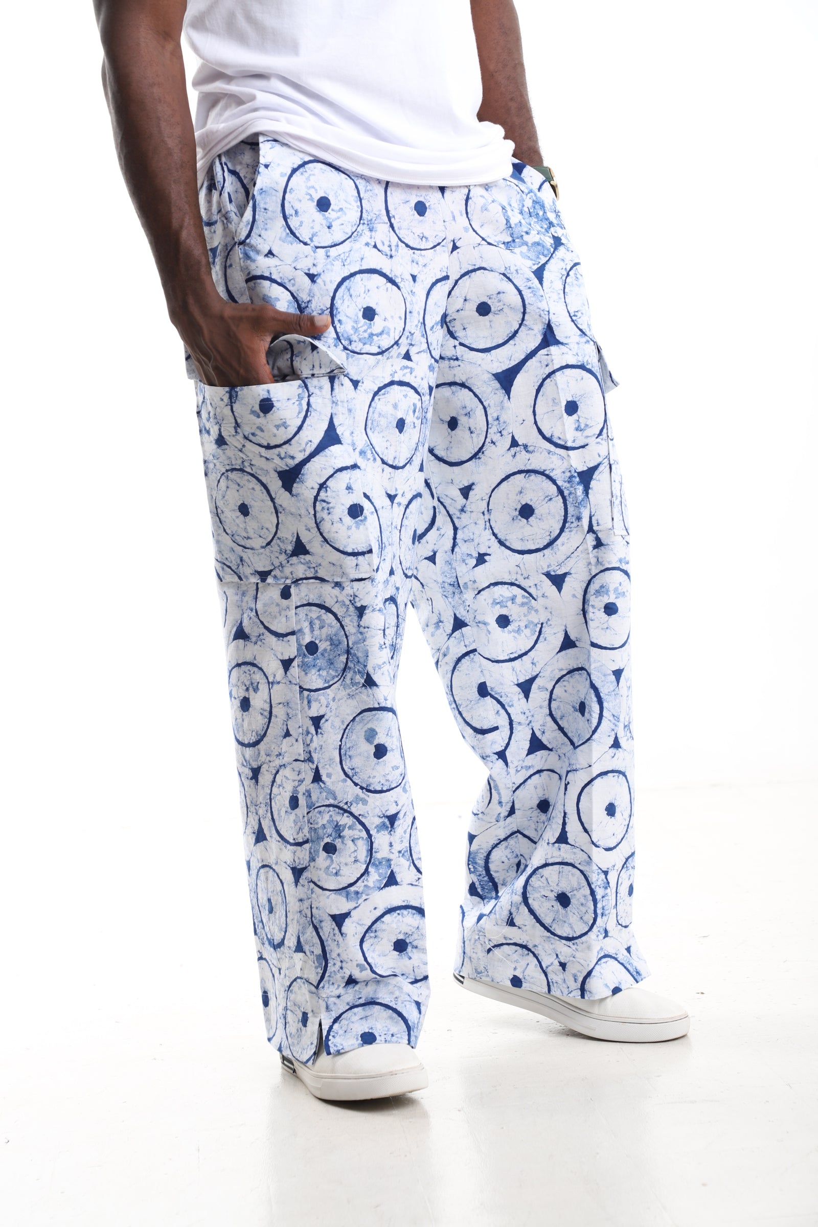 The Solar Eclipse Cargo Trousers | Hand-Dyed Adire Utility Pants