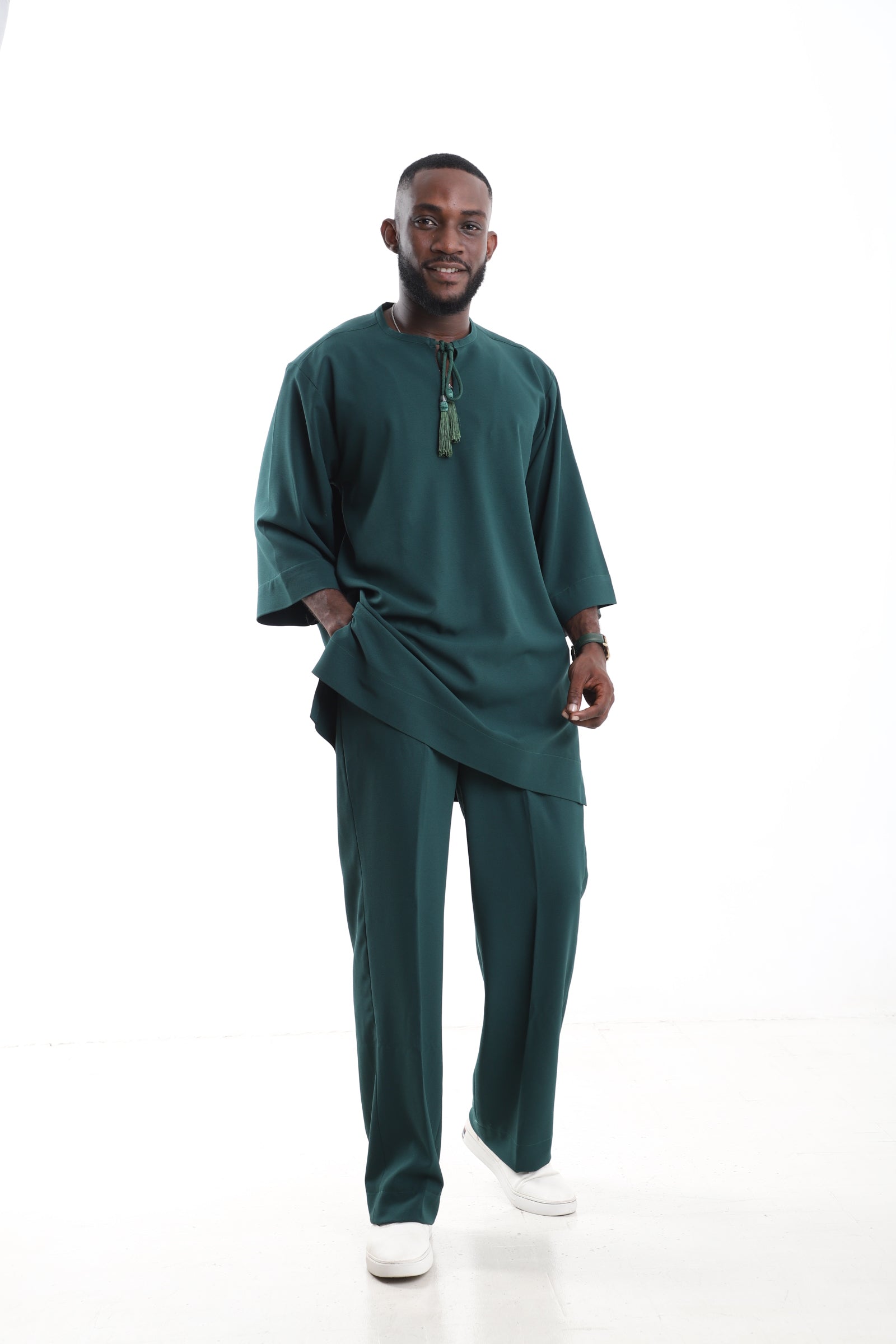 The Emerald Court Set | Contemporary Minimalist Tunic & Trousers