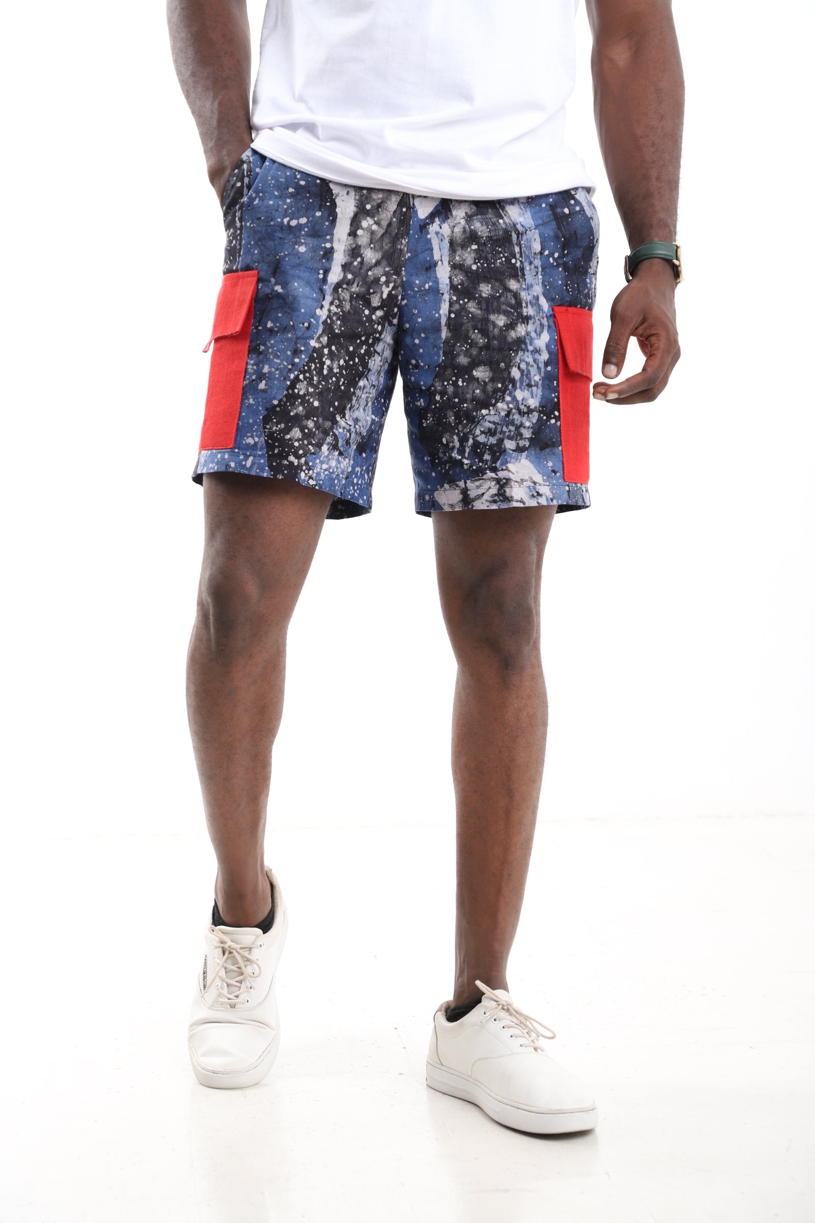 The Ochre Earth Cargo Shorts | Hand-Dyed Adire Utility Shorts