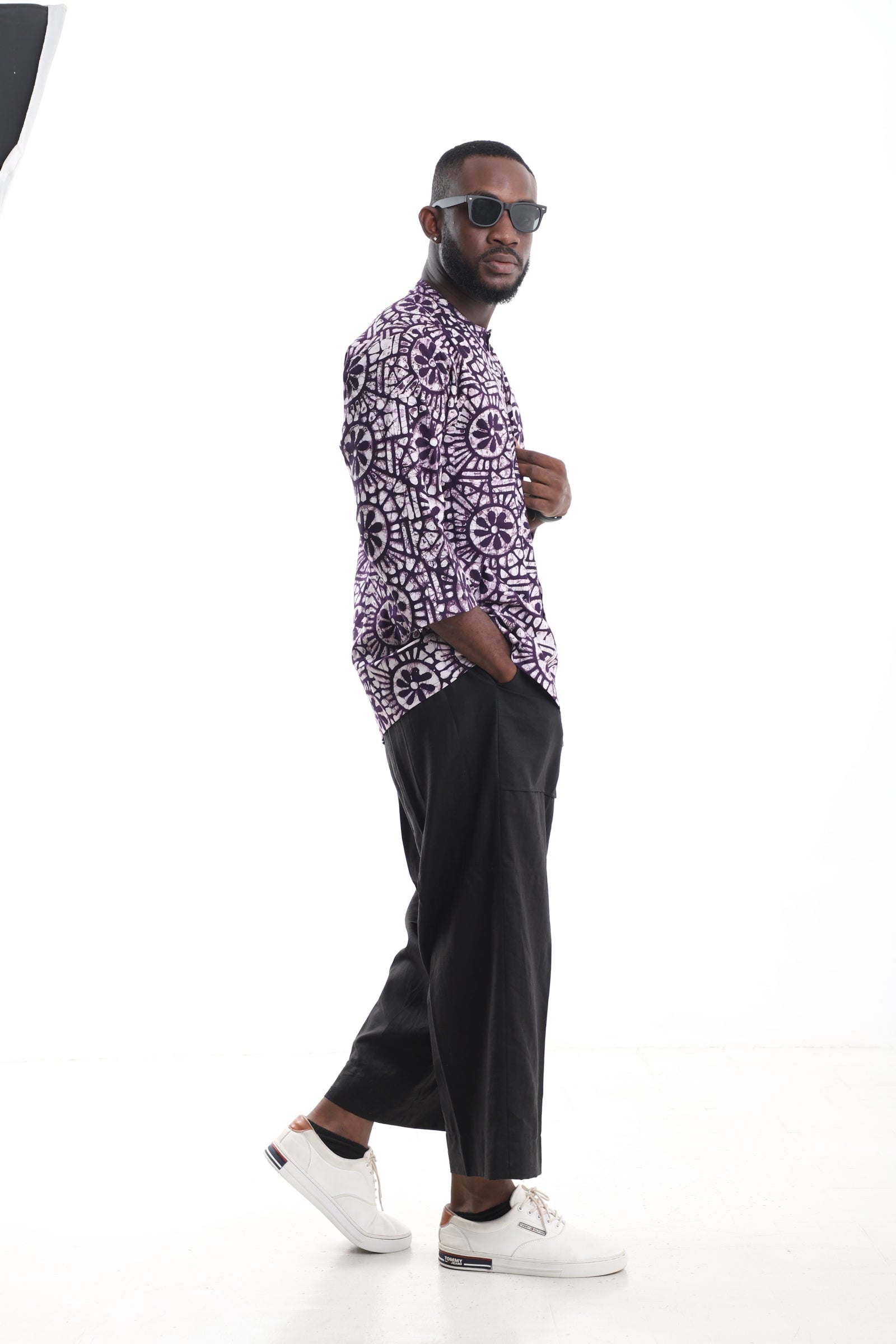 Premium 2-Piece Men's Linen & Adire Set