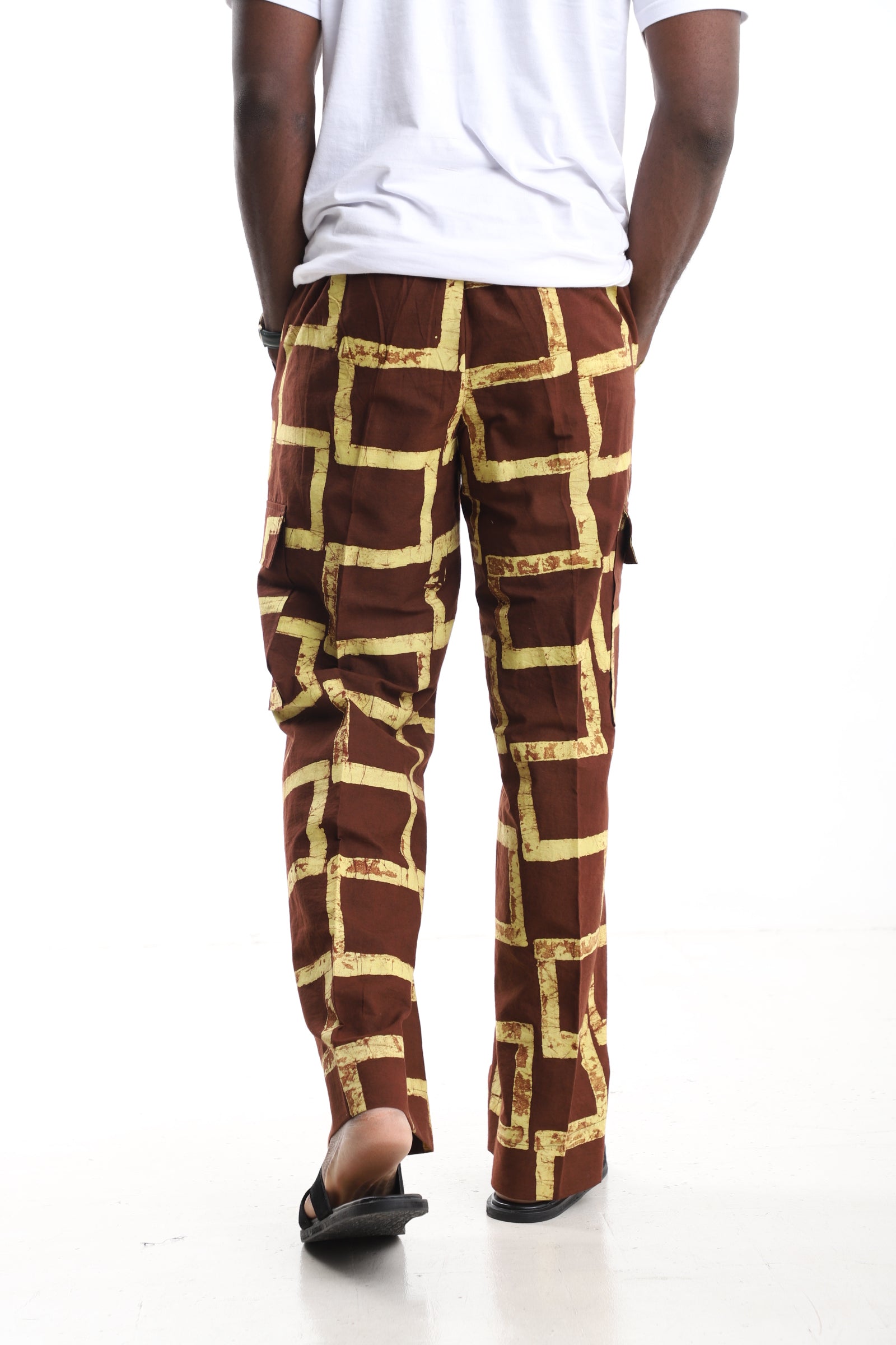 Premium Handcrafted Adire Geometric Cargo Pants – Contemporary African Menswear Streetwear