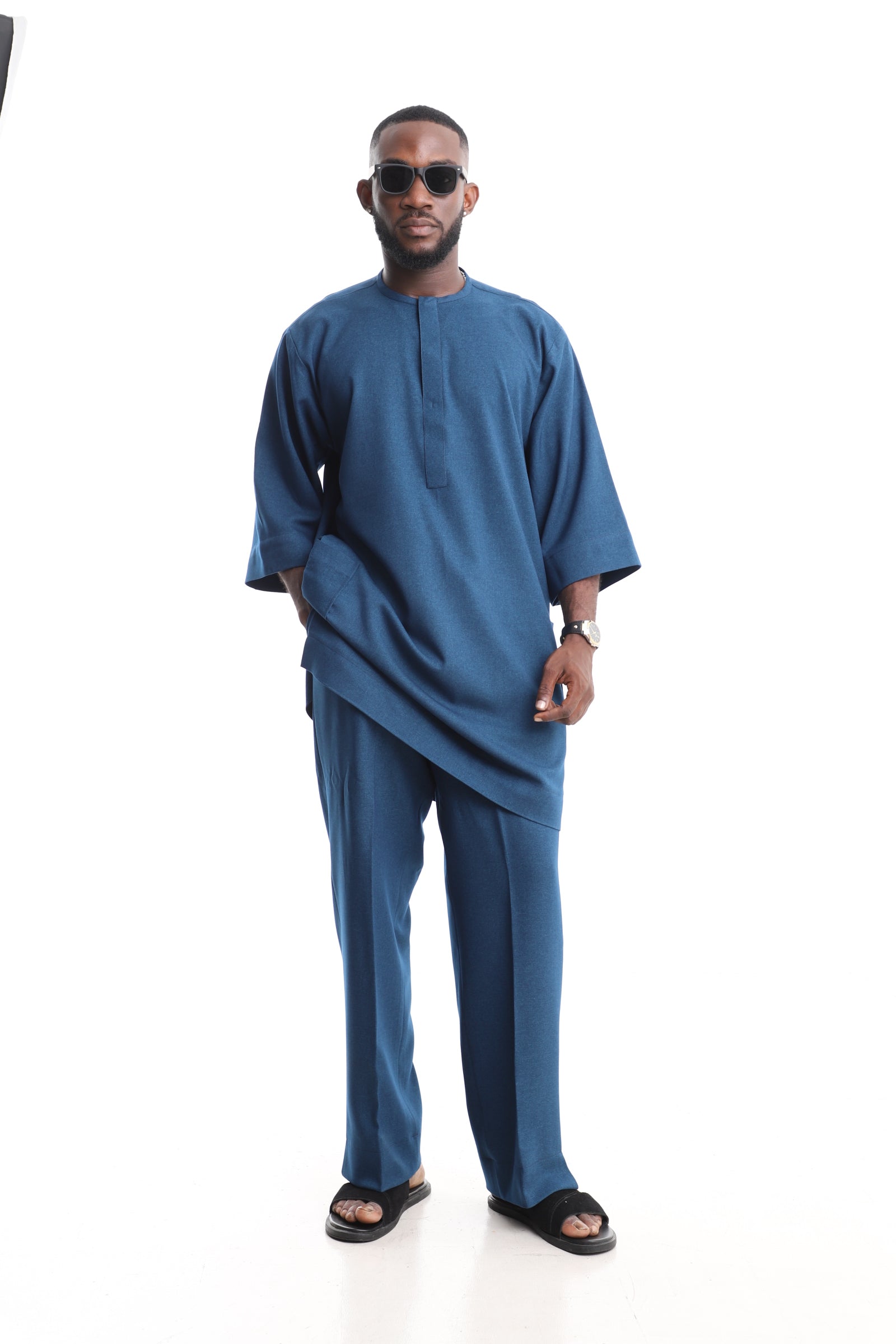 Men’s Luxury Contemporary Asymmetric Set – Steel Blue
