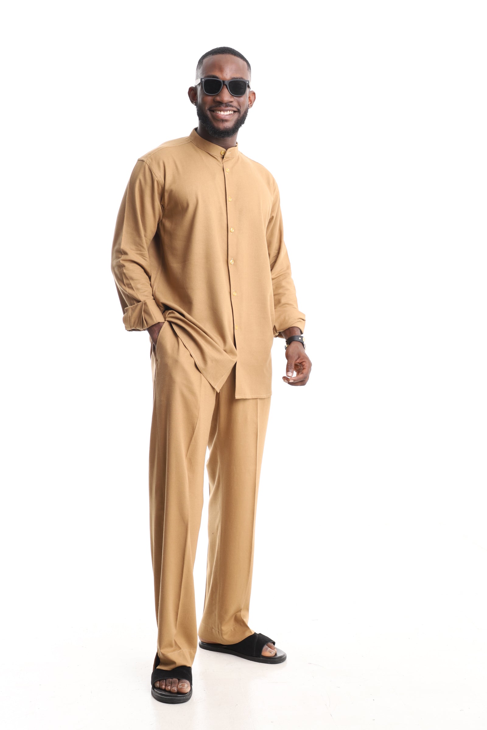 Men’s Luxury Linen Set – Sand Beige