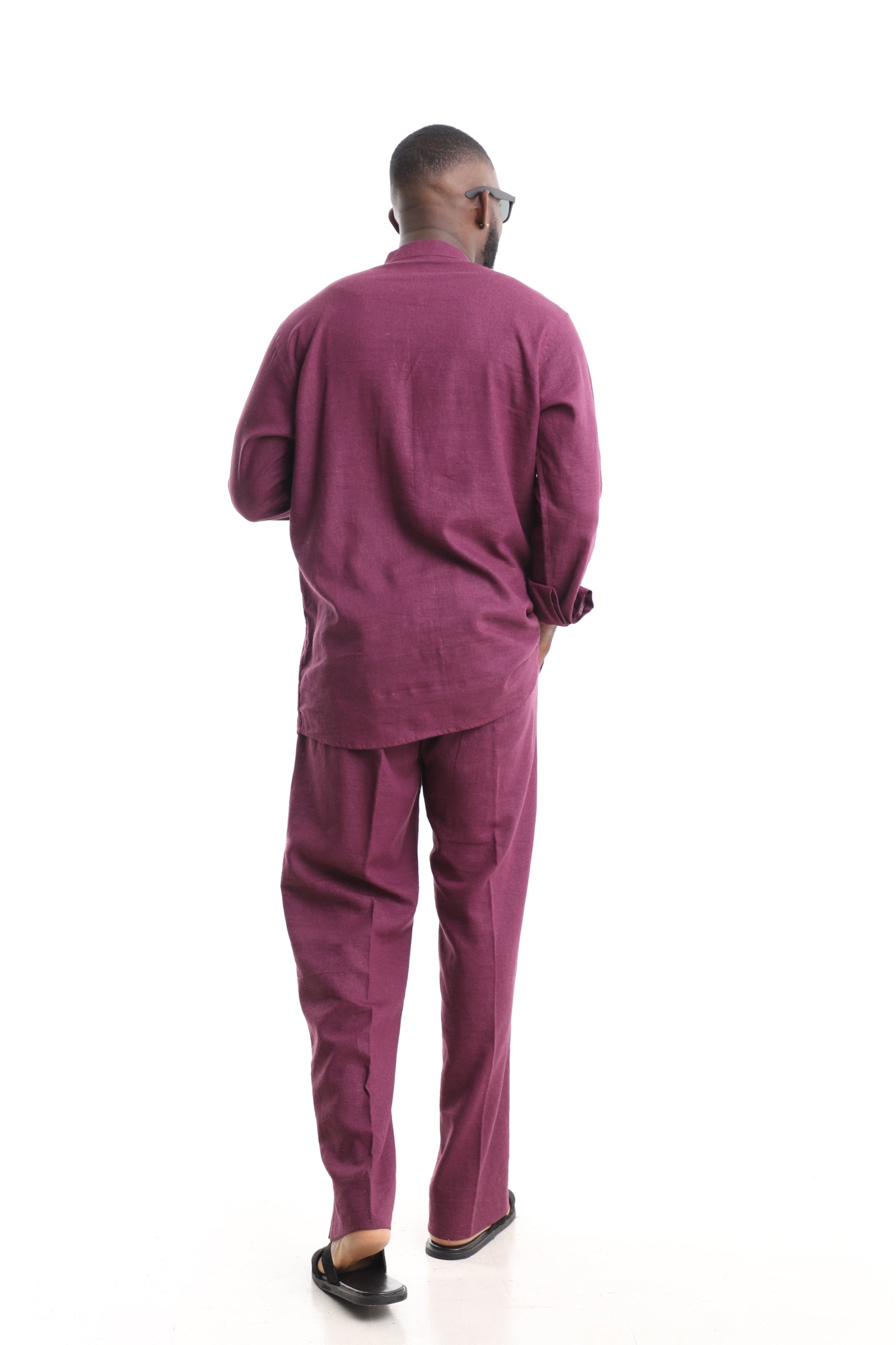 Men’s Luxury Linen Set – Rich Plum