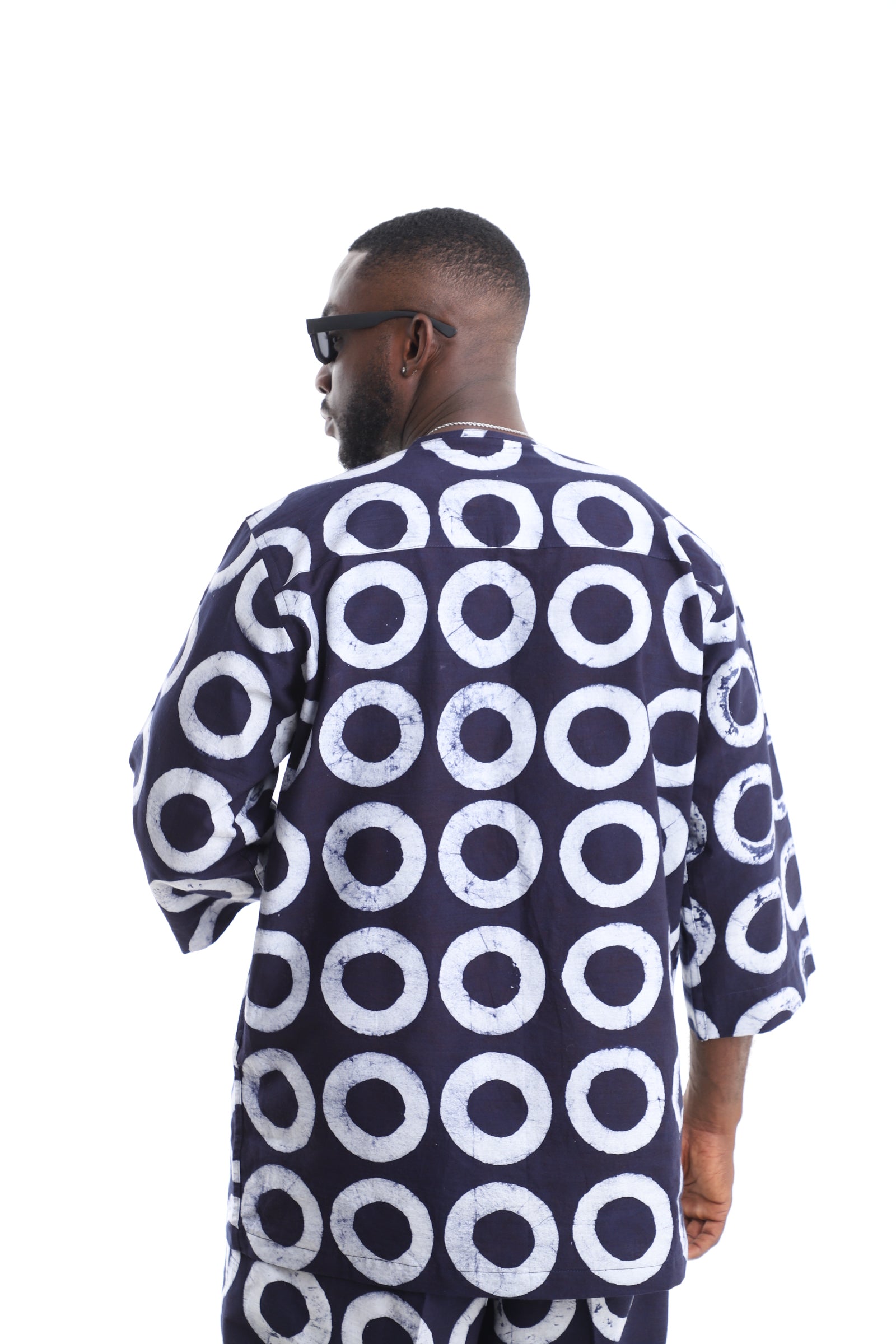 Premium Men’s Indigo Adire Button-Down Shirt