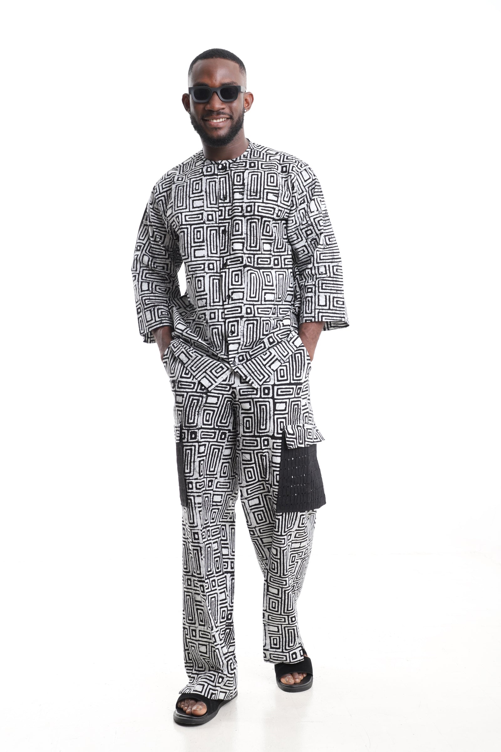 Premium Men’s Monochrome Adire Two-Piece Set