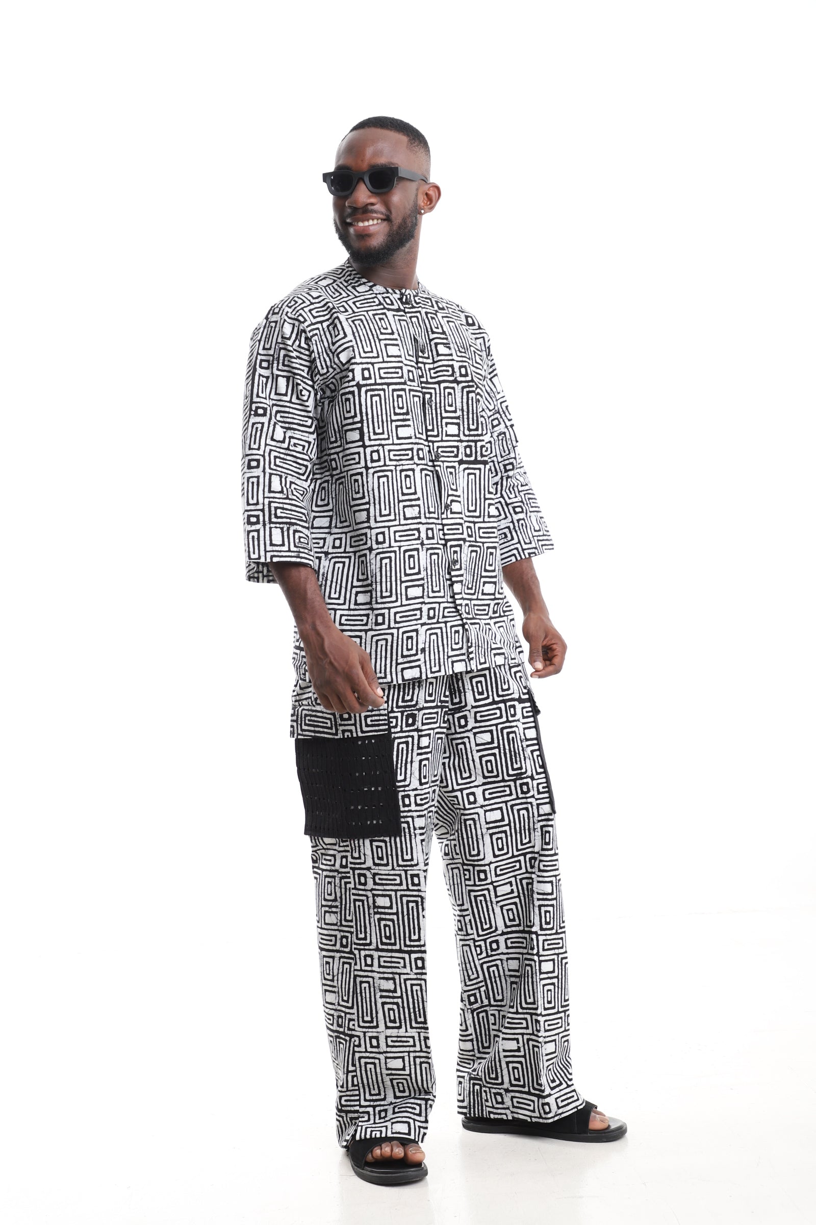 Premium Men’s Monochrome Adire Two-Piece Set