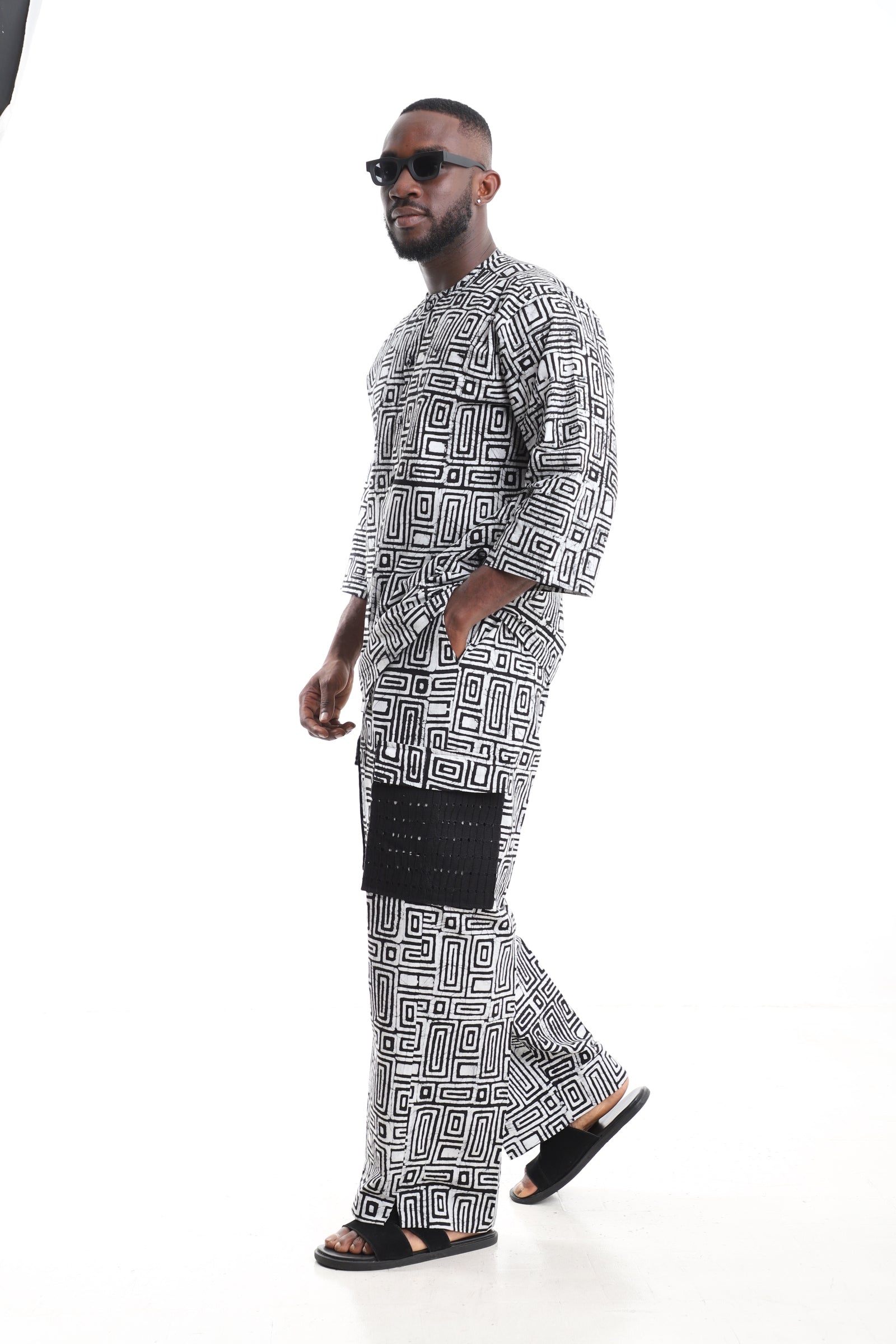 Premium Men’s Monochrome Adire Two-Piece Set