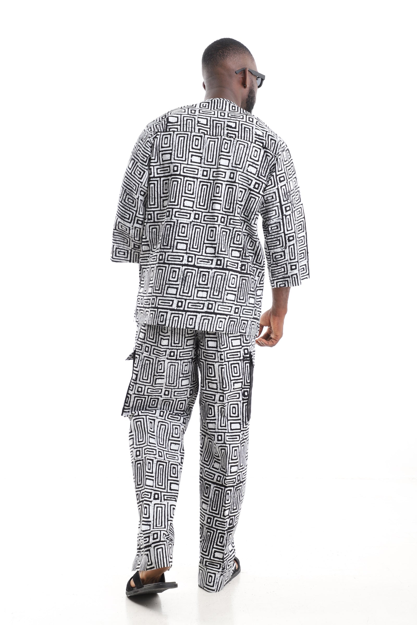 Premium Men’s Monochrome Adire Two-Piece Set