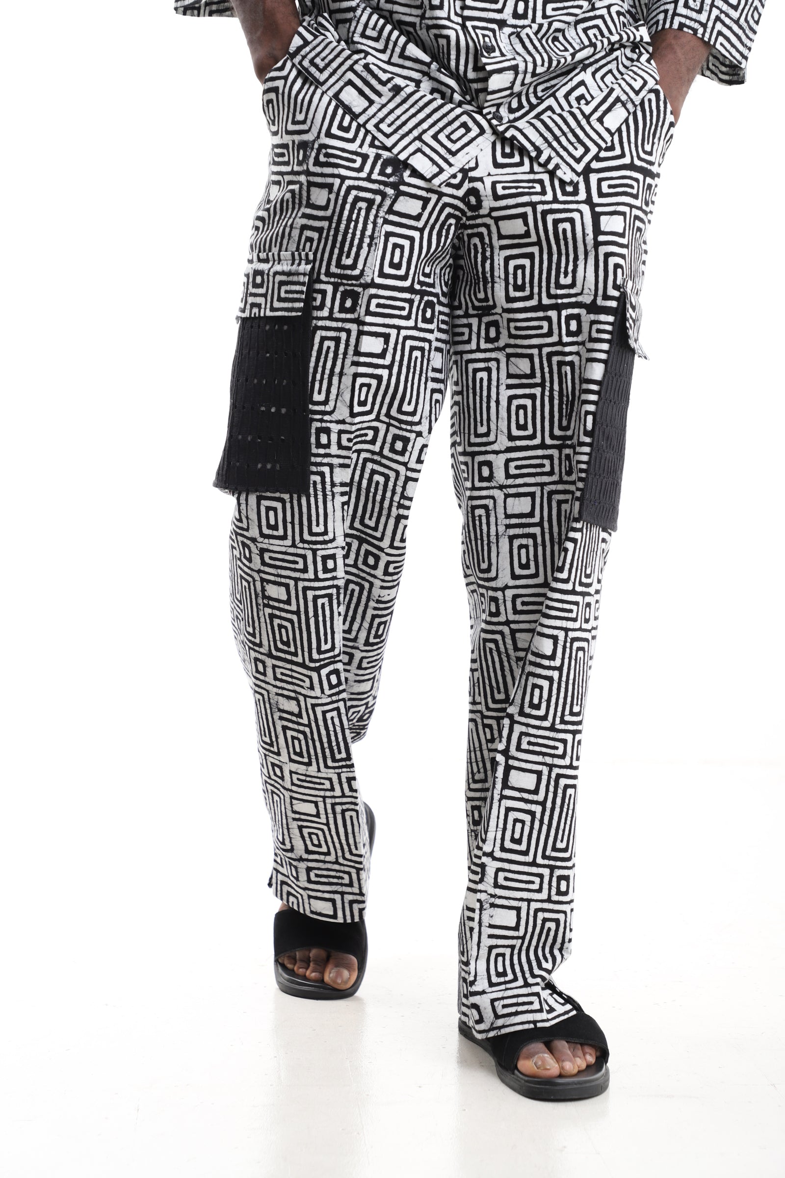 Premium Men’s Monochrome Adire Cargo Pants