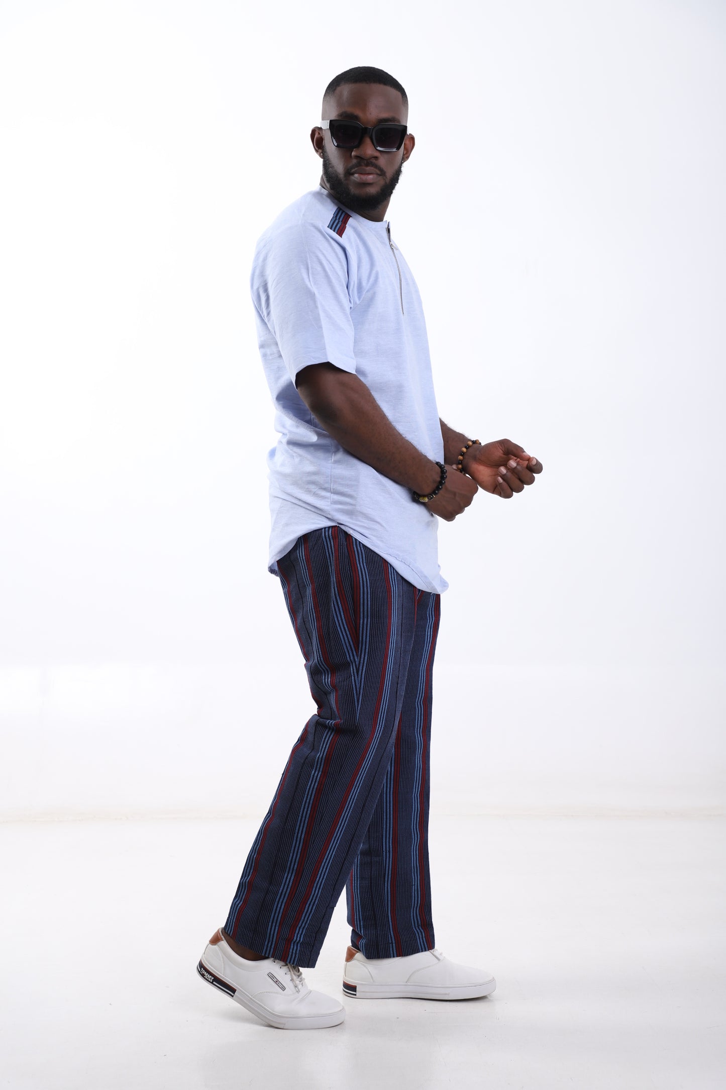 Elegant Striped Aso-Oke Pants
