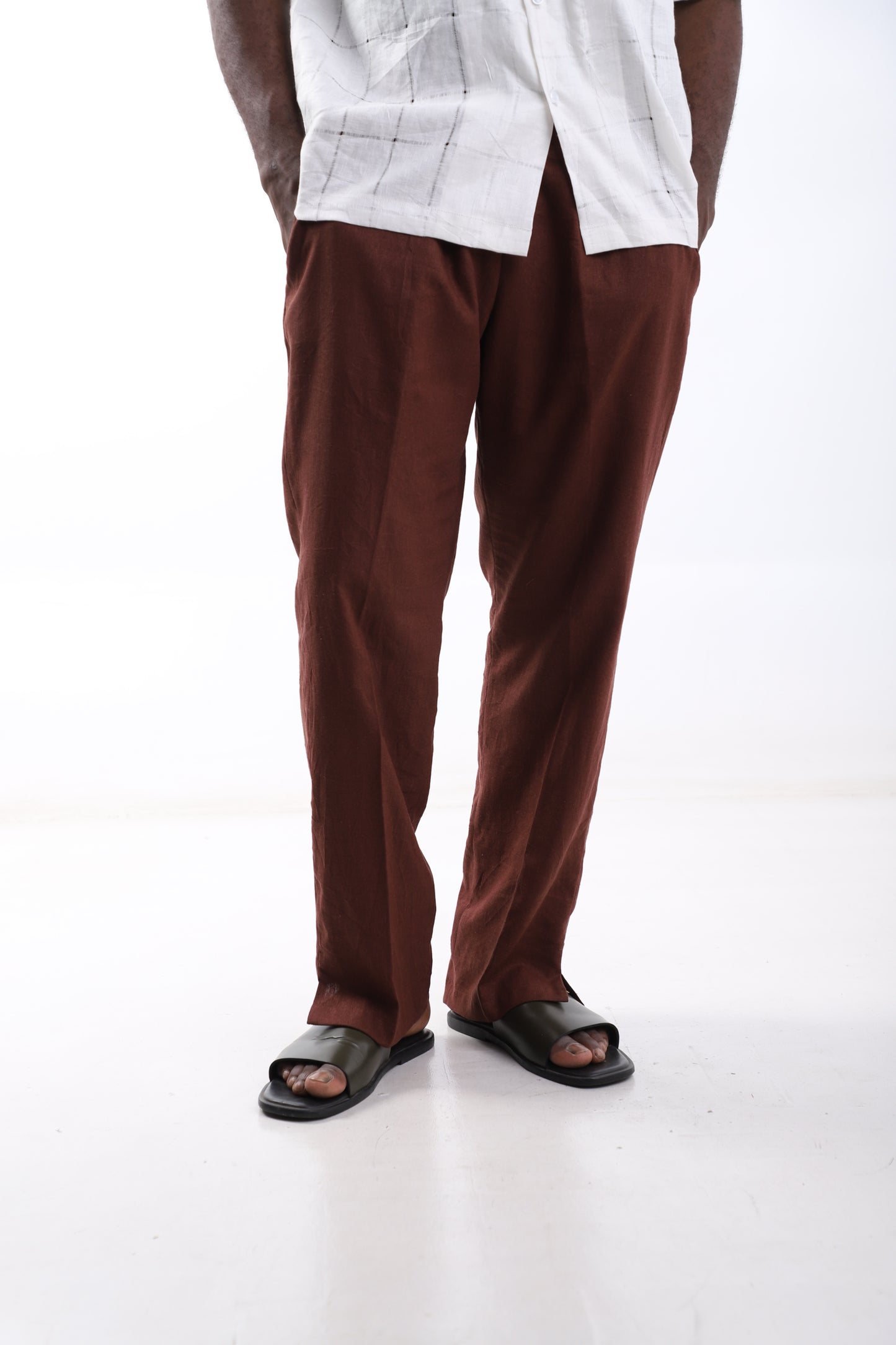 Rust Brown Linen Trousers