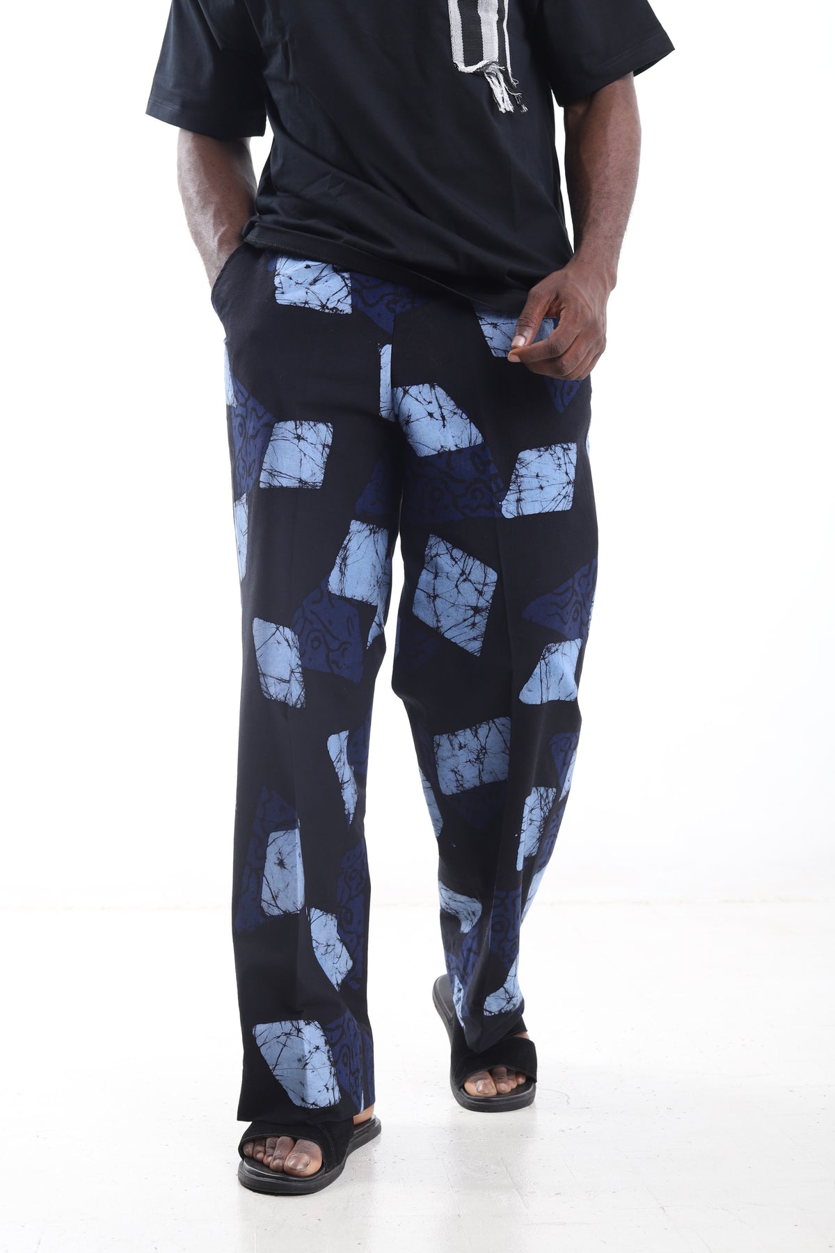 Geometric Print Cotton Adire Baggy Pants