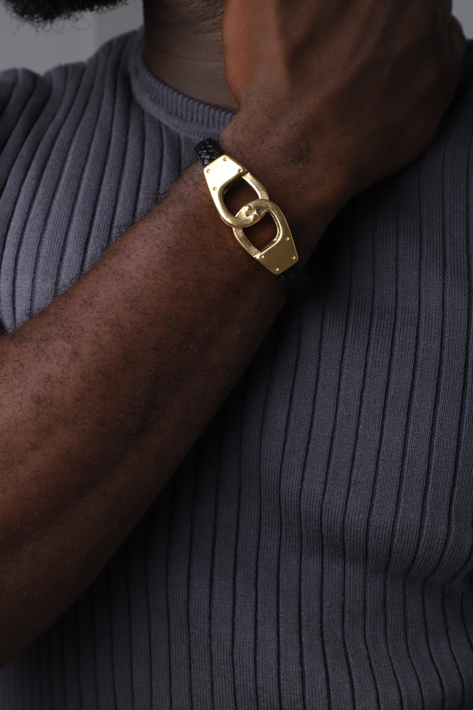 The Titan Link" Leather Bracelet