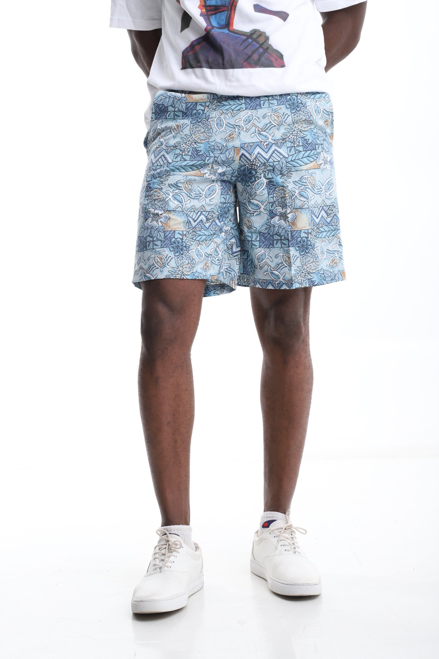 Ocean Mosaic Print Shorts