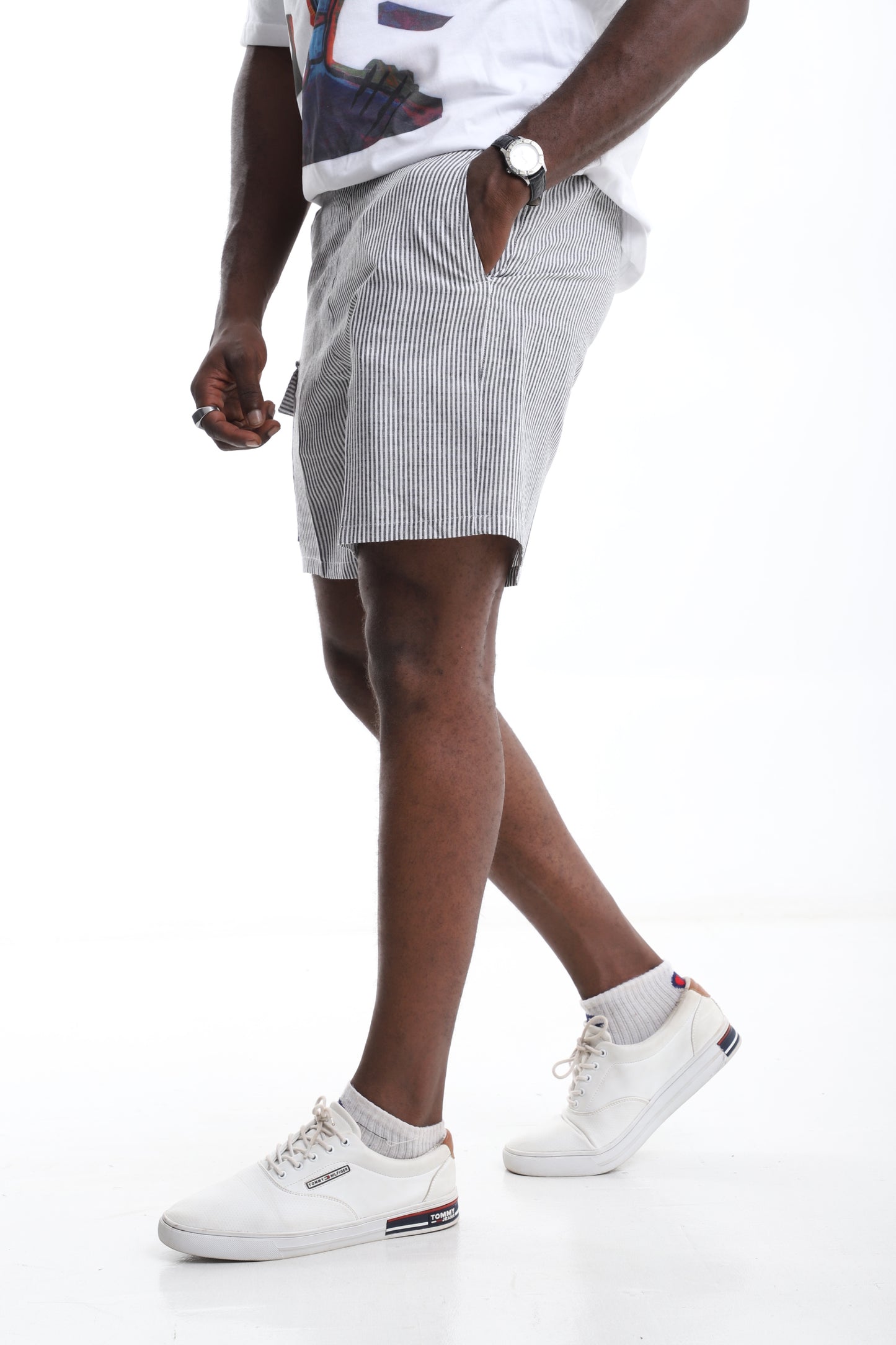 Coastal Stride Striped Cargo Shorts