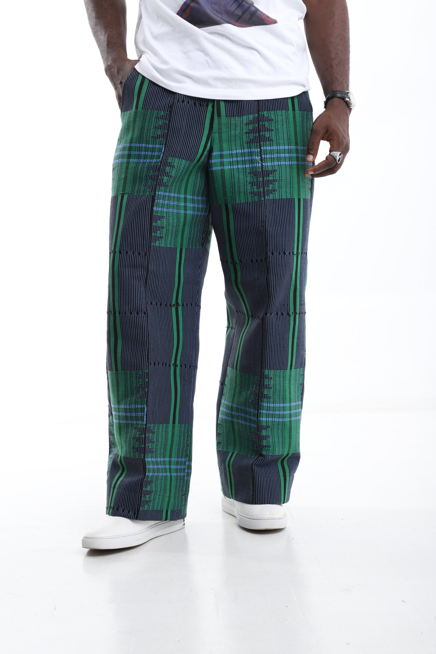 Verde Grid Aso-Oke Trouse