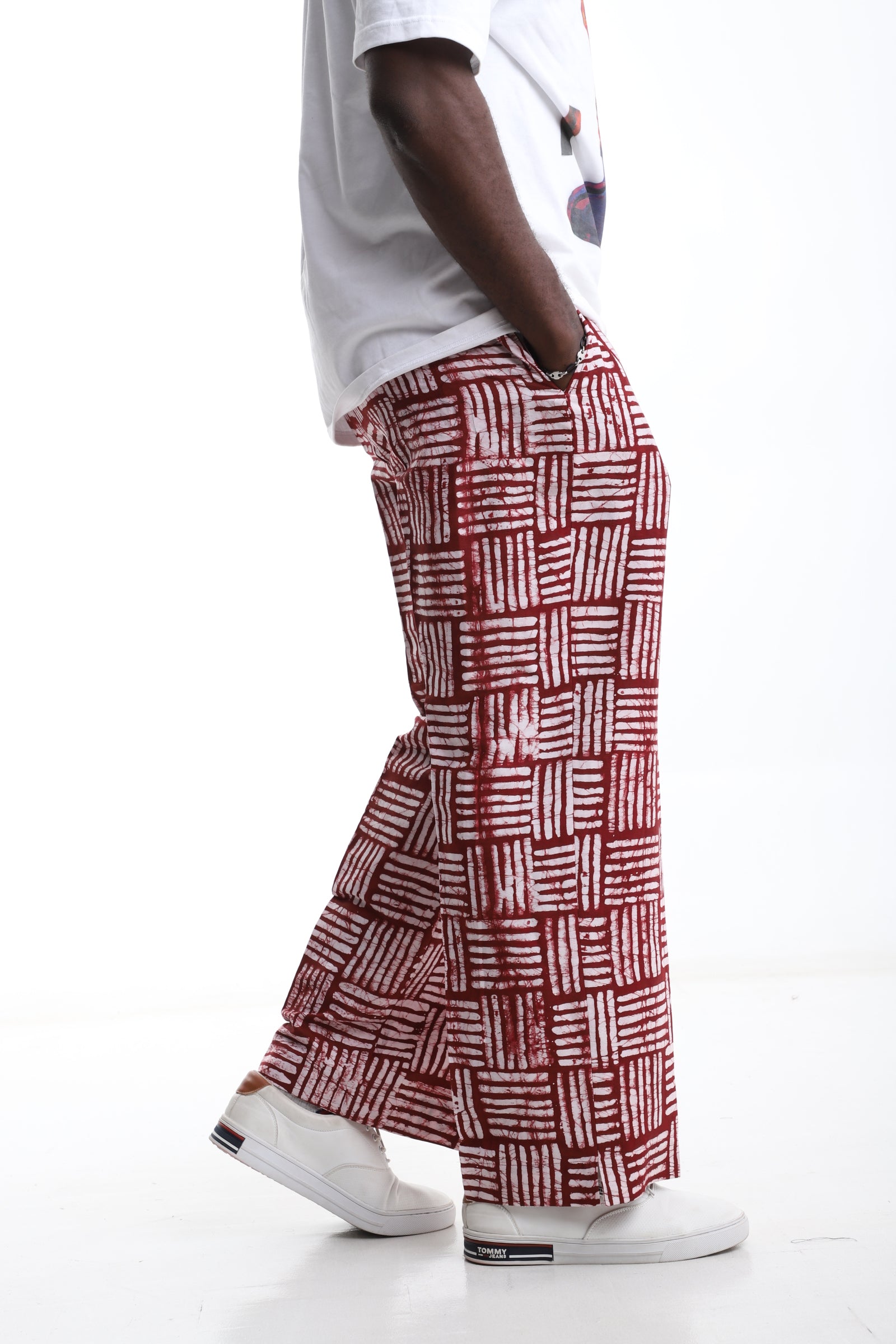 Crimson Grid Adire Trousers