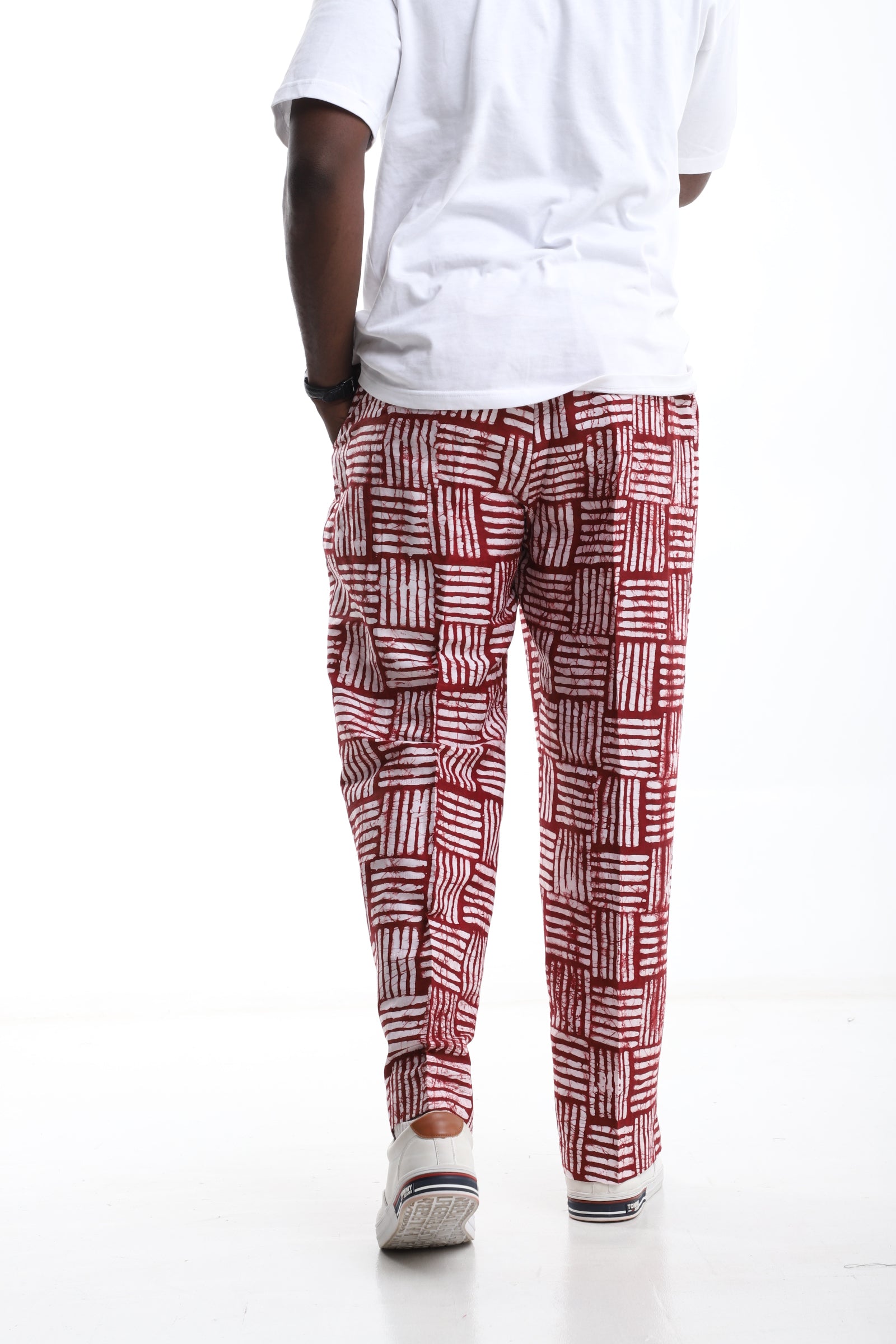Crimson Grid Adire Trousers