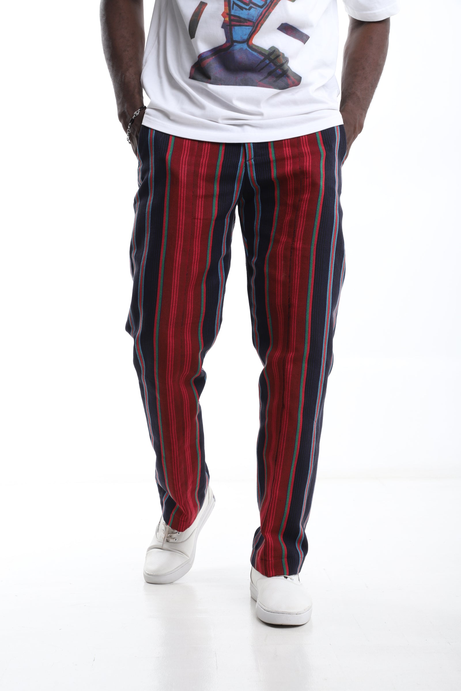 Crimson Pulse Aso-Oke Trouser
