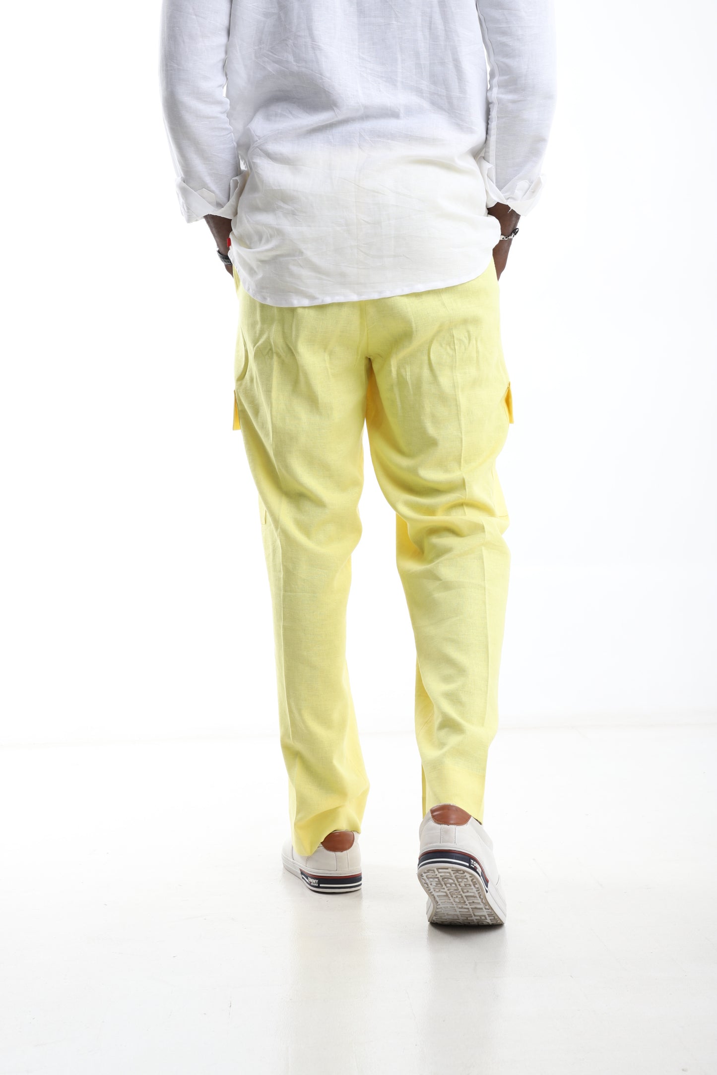 Lemon Cargo Linen Trousers