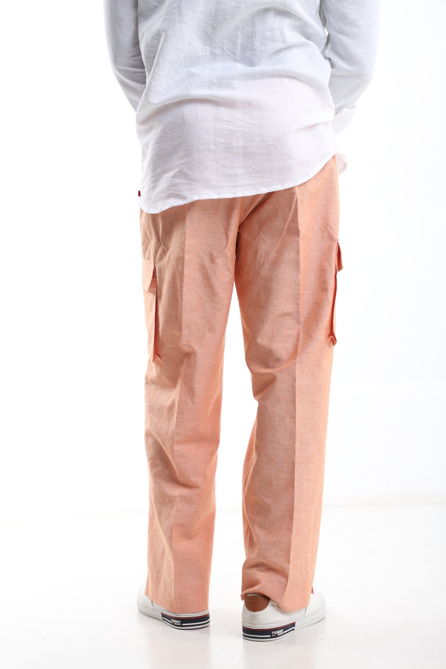 Coral Linen Cargo Trousers