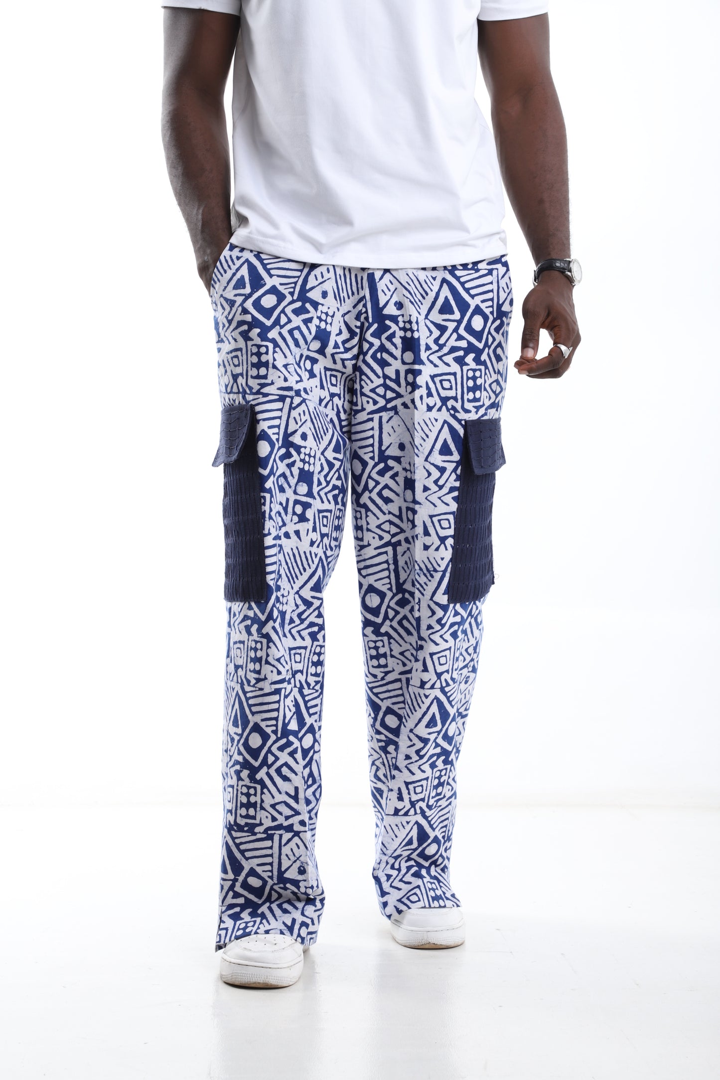 Tribal Pulse Adire Trousers – Blue Royalty in Motion"