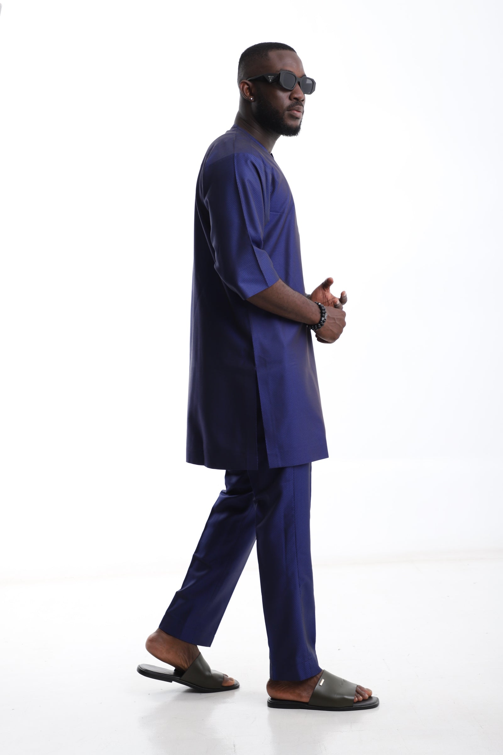 The Midnight Classic – Navy Blue Kaftan Set for Men