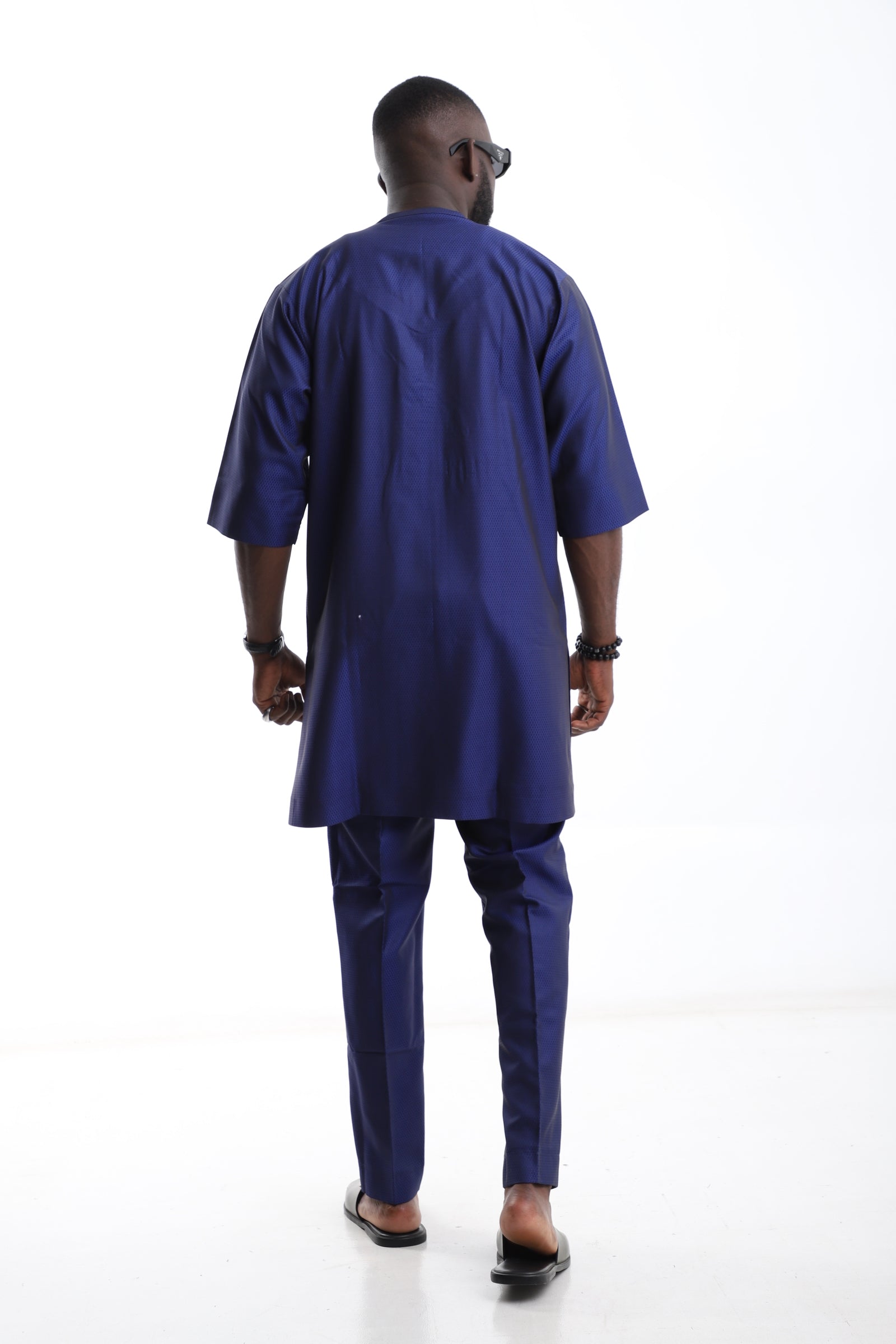 The Midnight Classic – Navy Blue Kaftan Set for Men