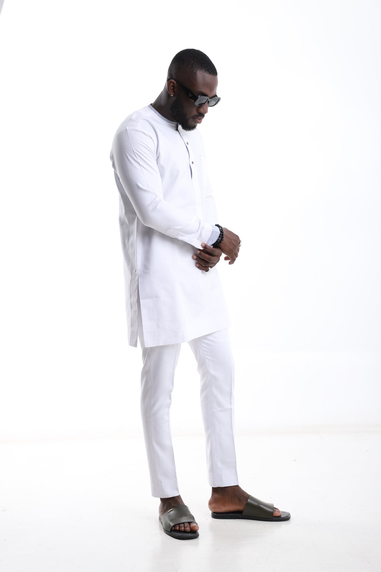 White Long Sleeve Senator Set for Men