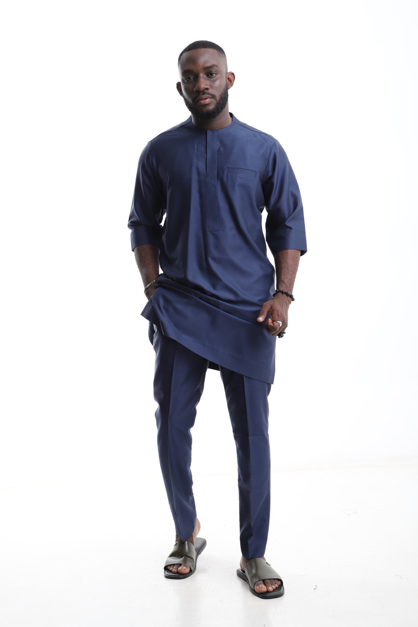 Navy Blue Senator Wear with Asymmetric Hem