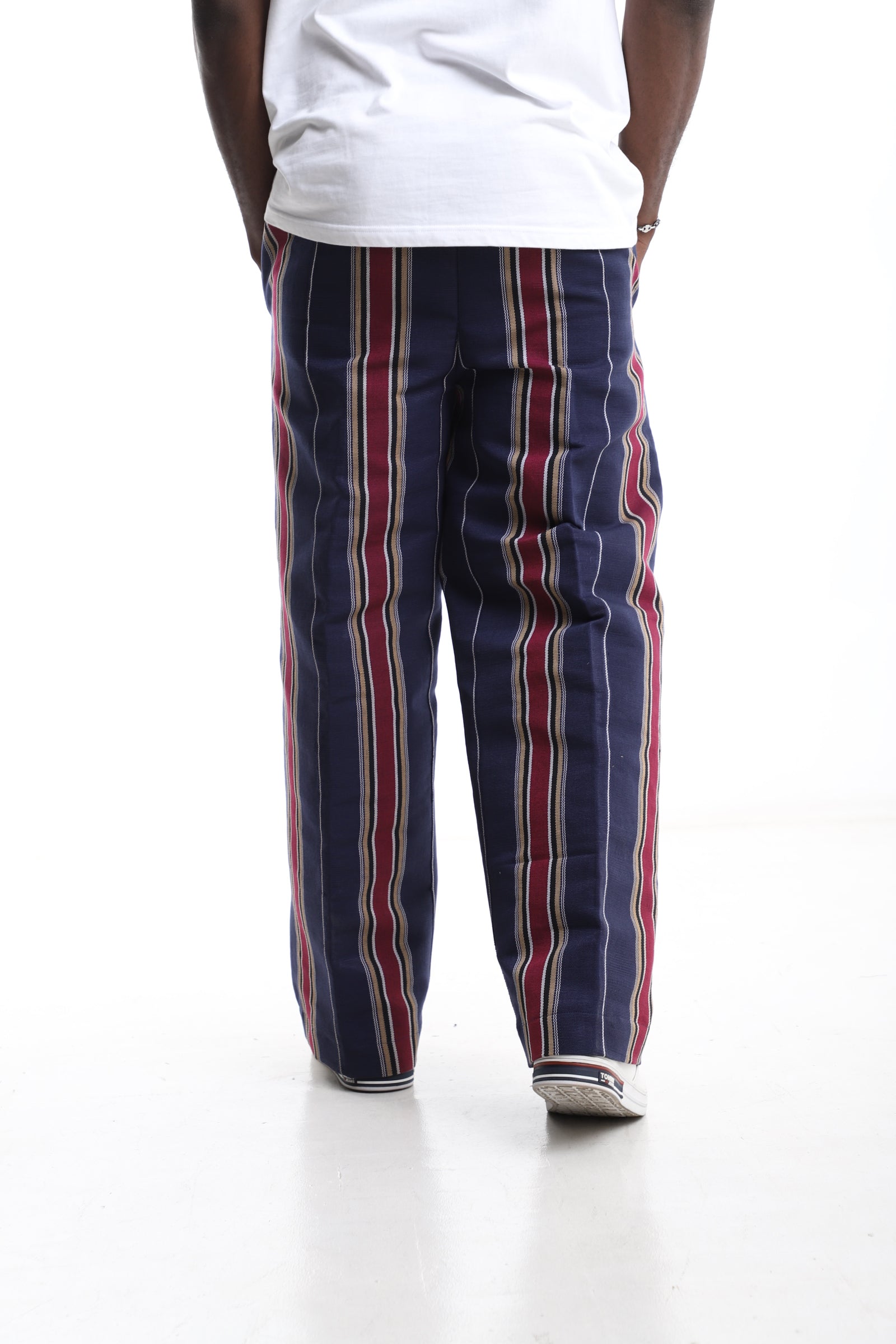 Exclusive Navy & Burgundy Striped Aso-Oke Trouser