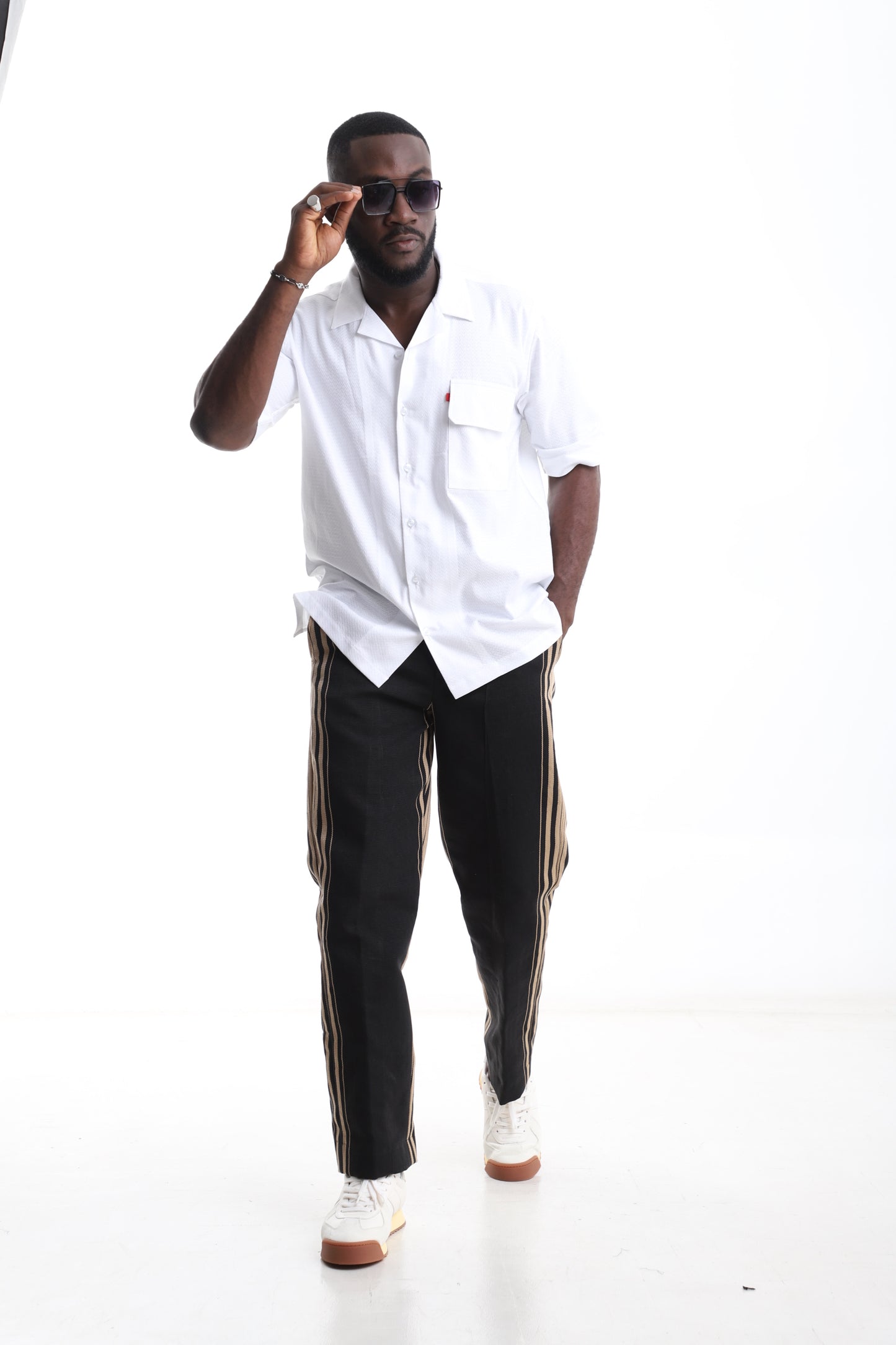 Exclusive Aso-Oke Trouser & White Shirt Set