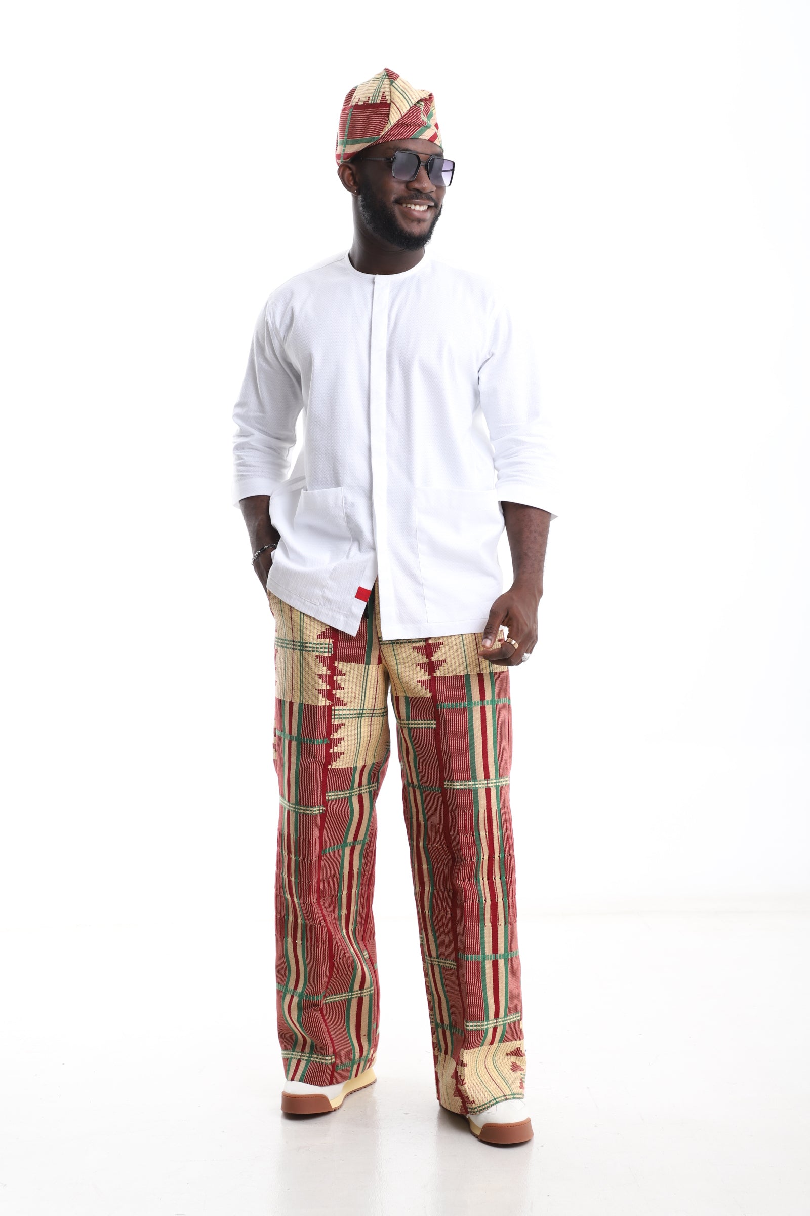 Exclusive Aso-Oke Trouser & White Shirt Set