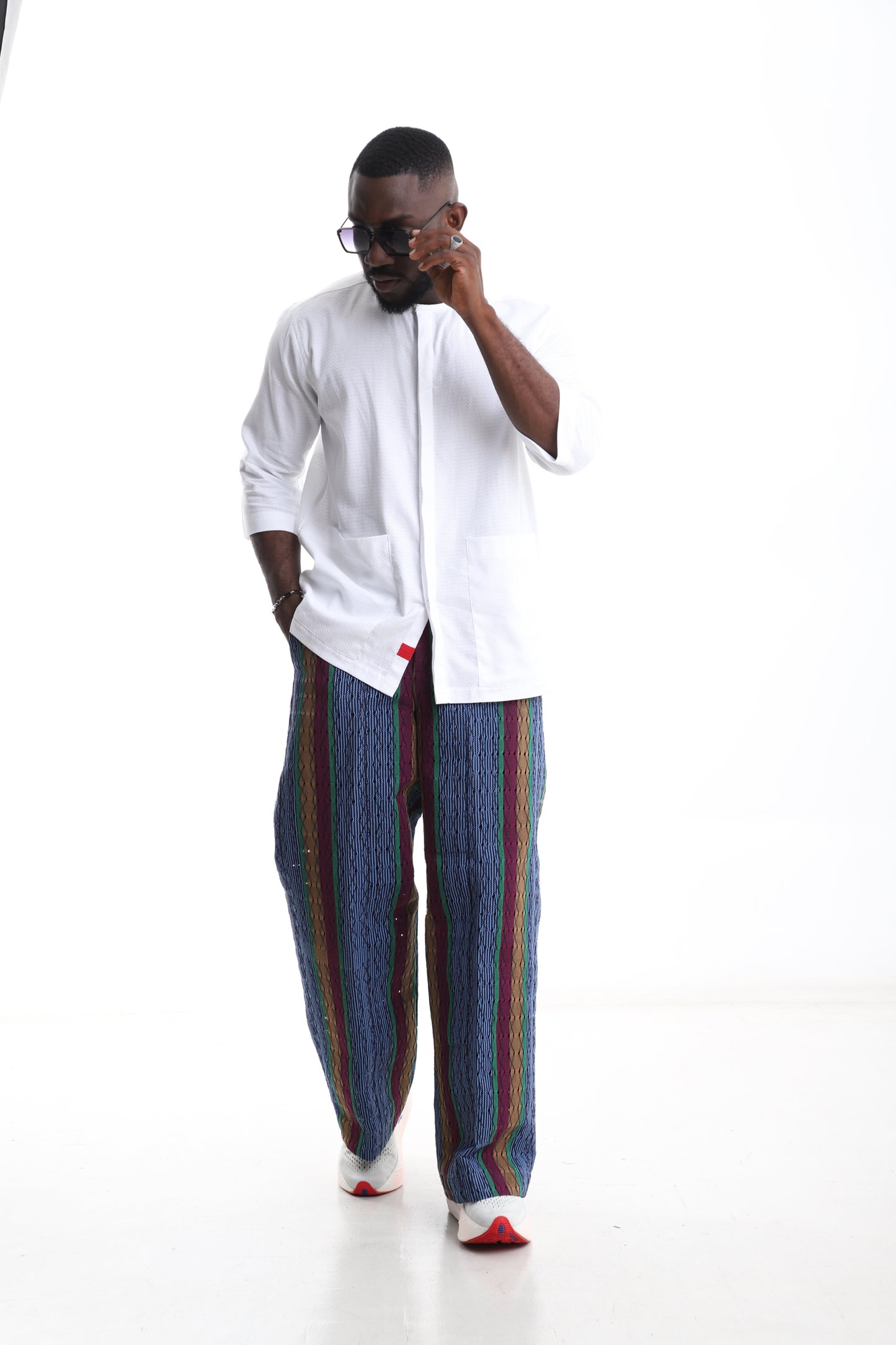 Exclusive Aso-Oke Trouser & White Shirt Set – Culture Meets Contemporary Style