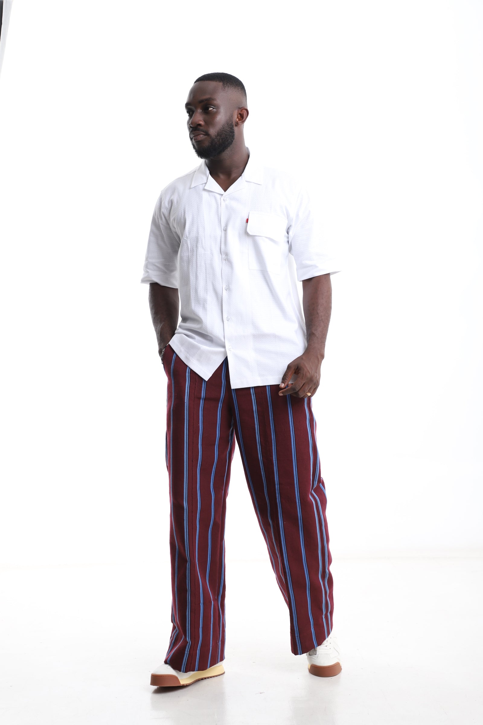 Exclusive Aso-Oke Trouser & White Shirt Set – Effortless Class Meets Cultural Pride