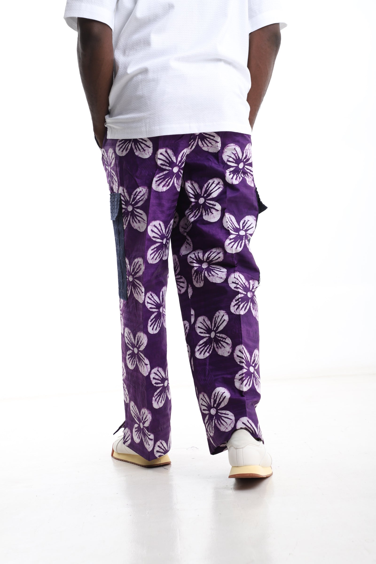 Exclusive Adire Trouser – Purple Floral Indigo Design