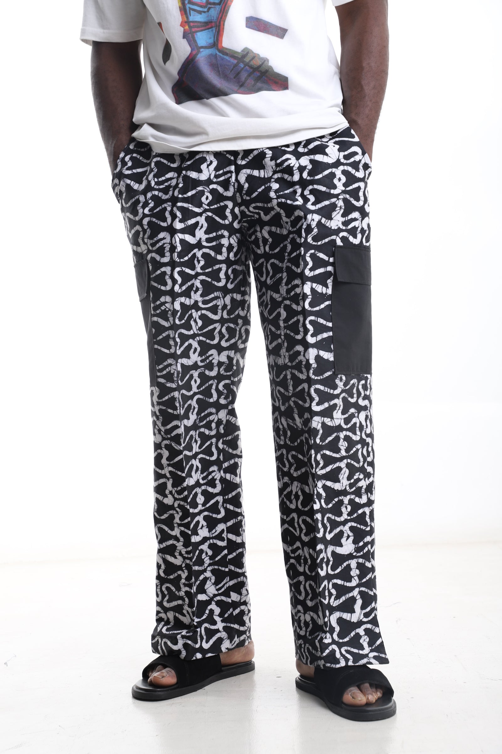 Abstract Monochrome Adire Trouser