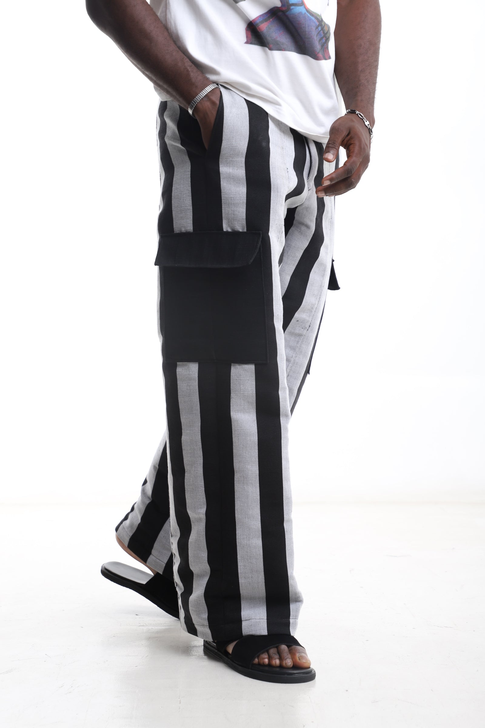 Black & White Striped Aso-Oke Trouser –