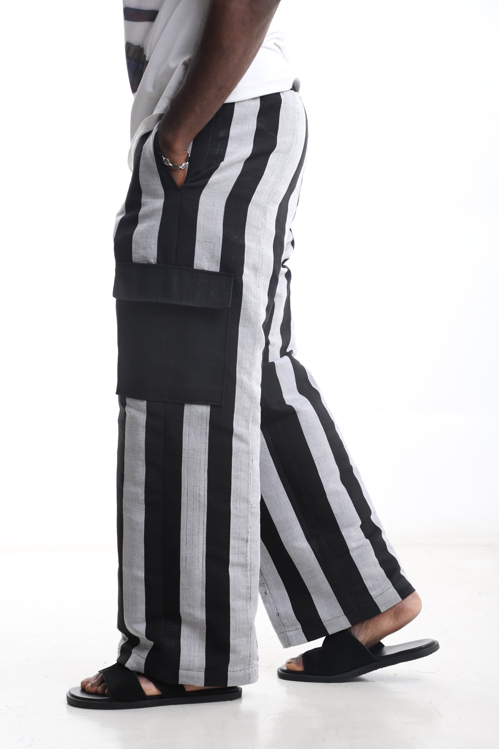 Black & White Striped Aso-Oke Trouser –